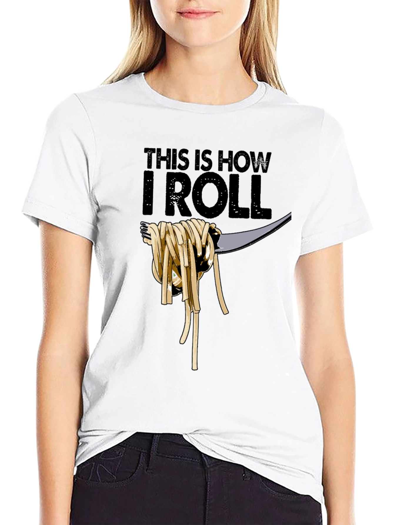 Black This Is How I Roll Spaghetti T-Shirt view 9