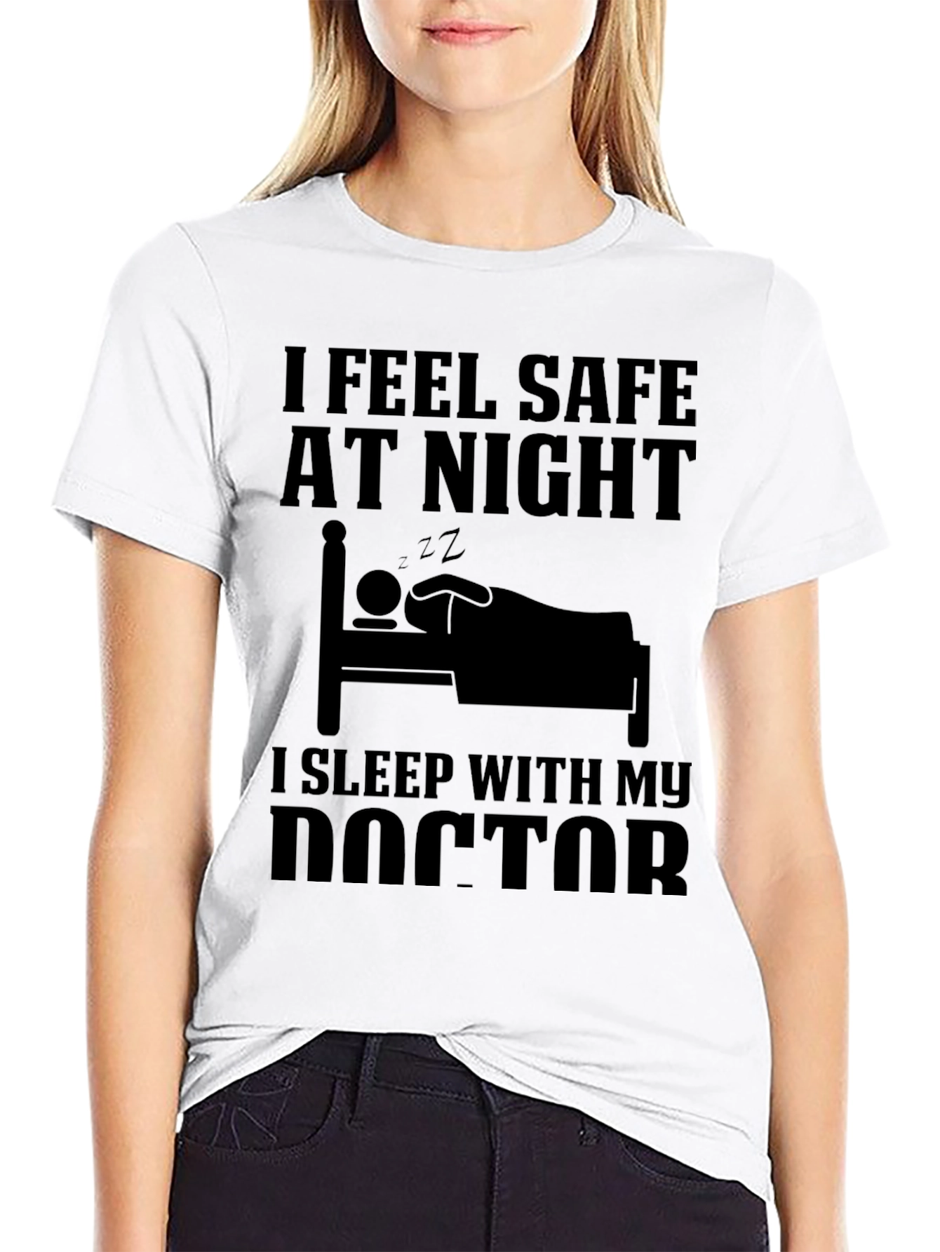 Black I Sleep With My Doctor T-Shirt view 9