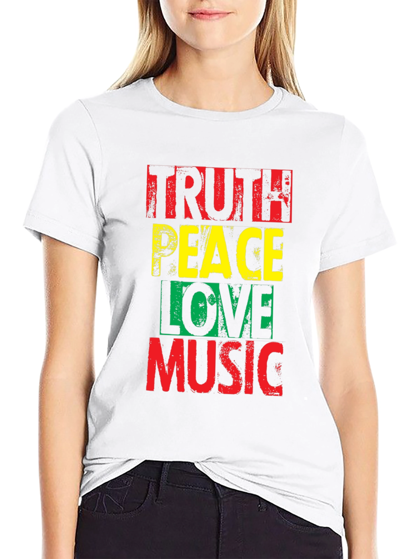 Black Truth Peace Love Music Graphic T-Shirt view 9