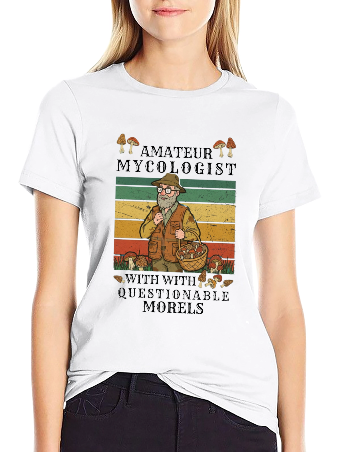 Black Amateur Mycologist T-Shirt - Questionable Morels view 9