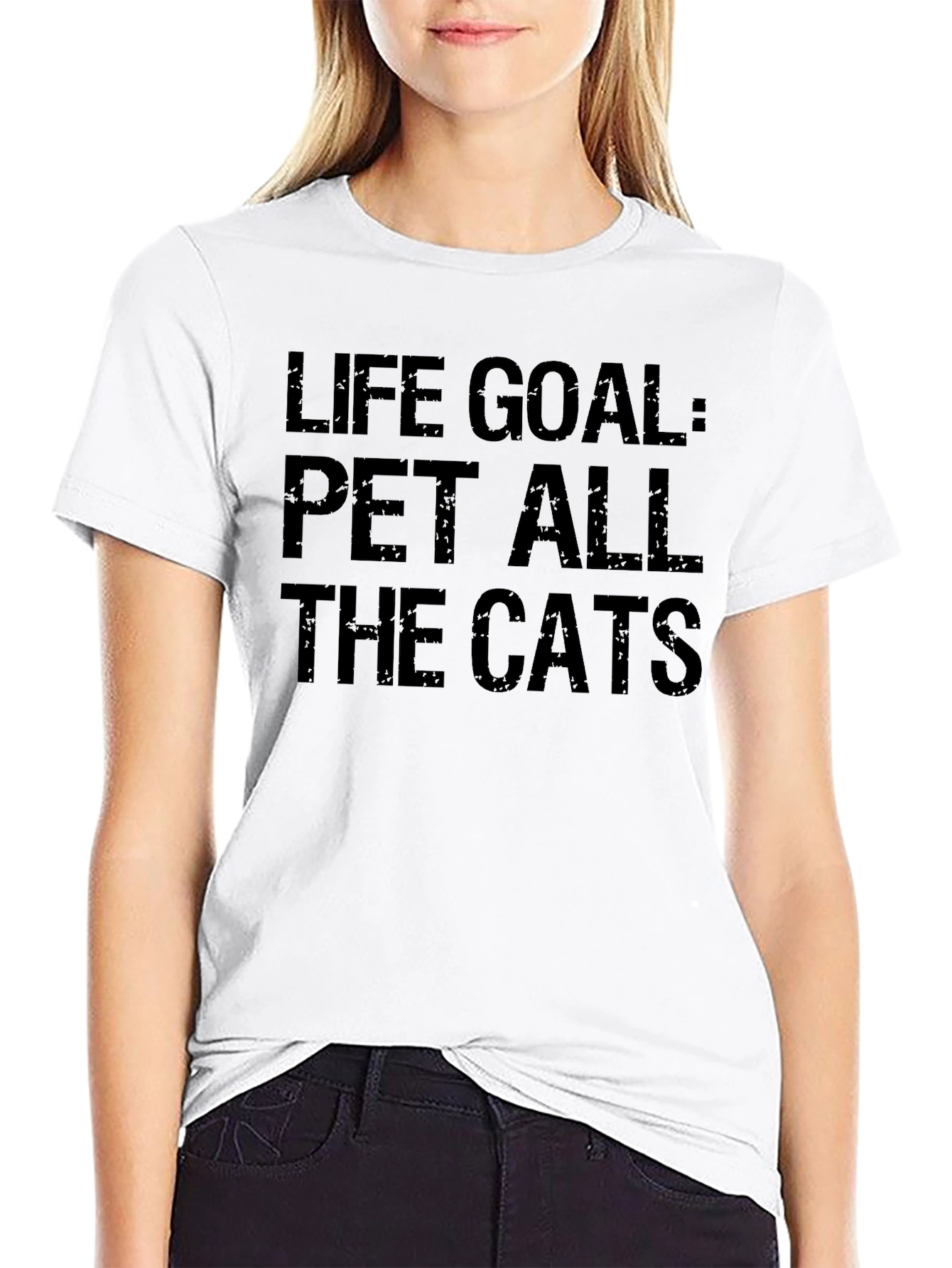 Black Life Goal: Pet All The Cats Graphic T-Shirt view 9