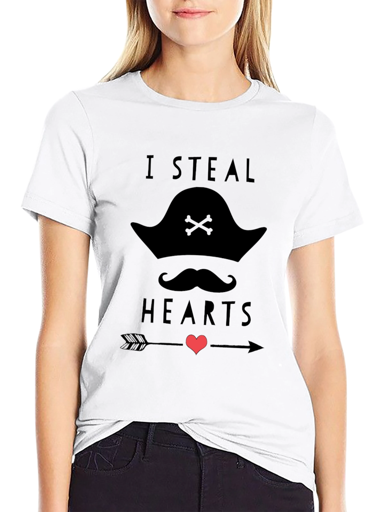Black I Steal Hearts Pirate Graphic T-Shirt view 9