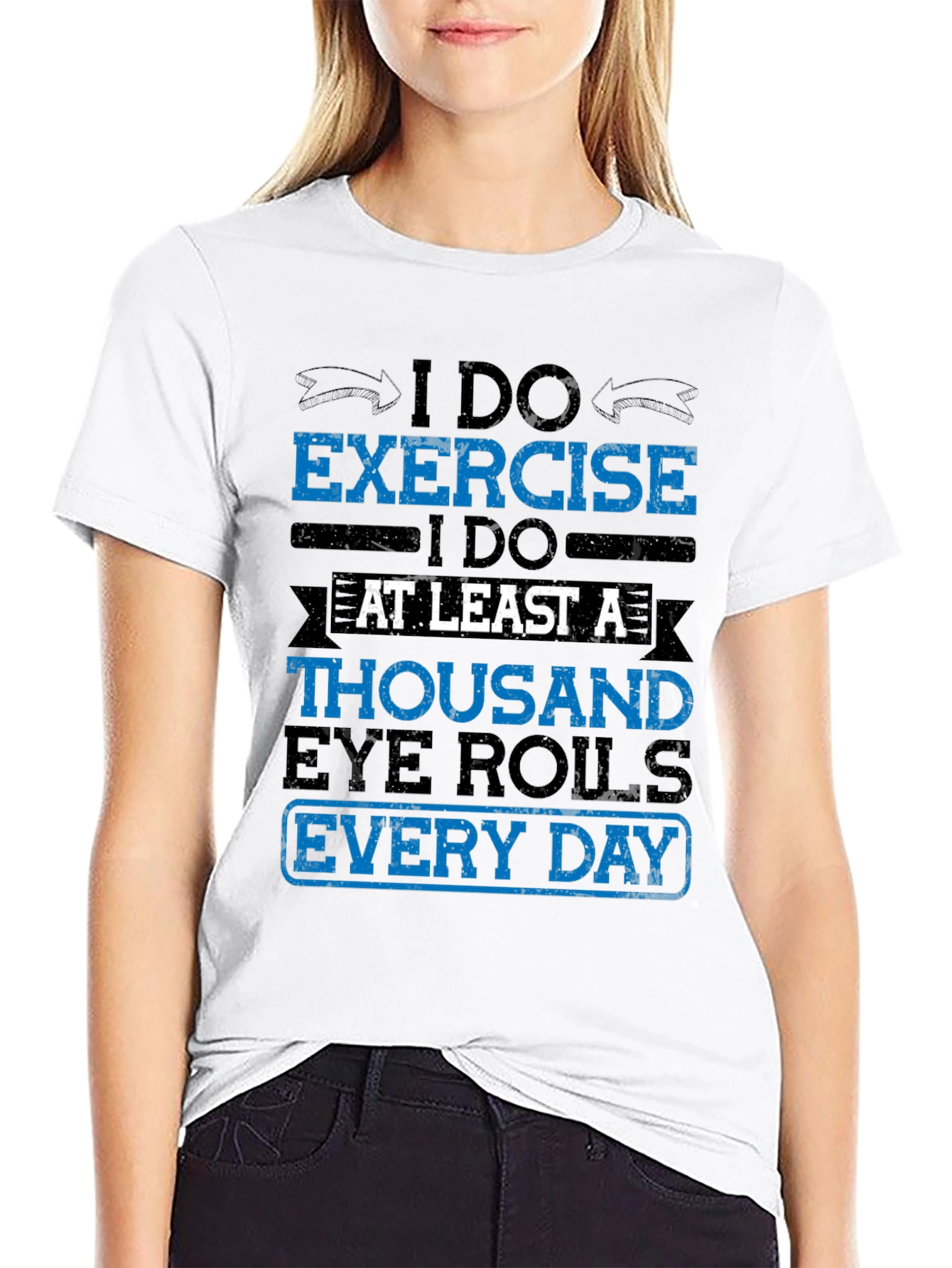 Black Funny Exercise Eye Roll T-Shirt view 9