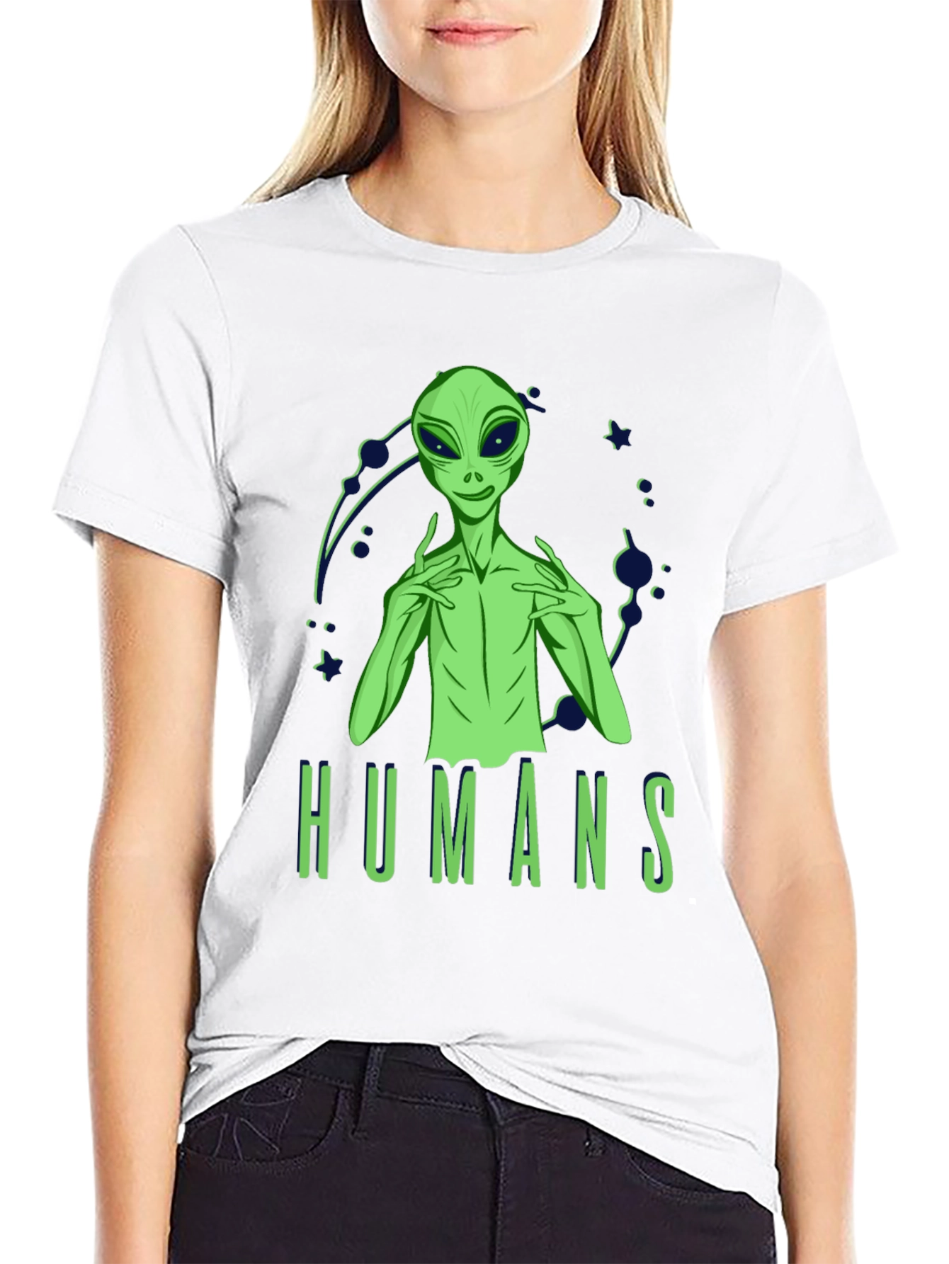 Black Alien 'Humans' Graphic Tee - Men's Black T-Shirt view 9