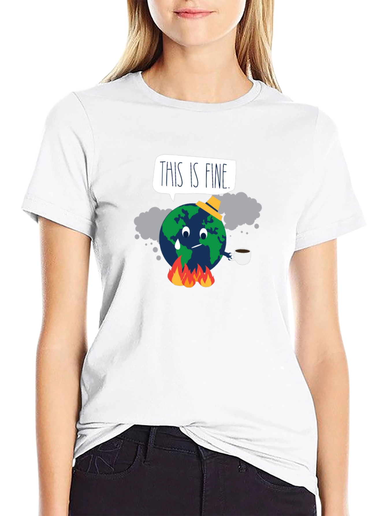 Black This is Fine Global Warming T-Shirt view 9