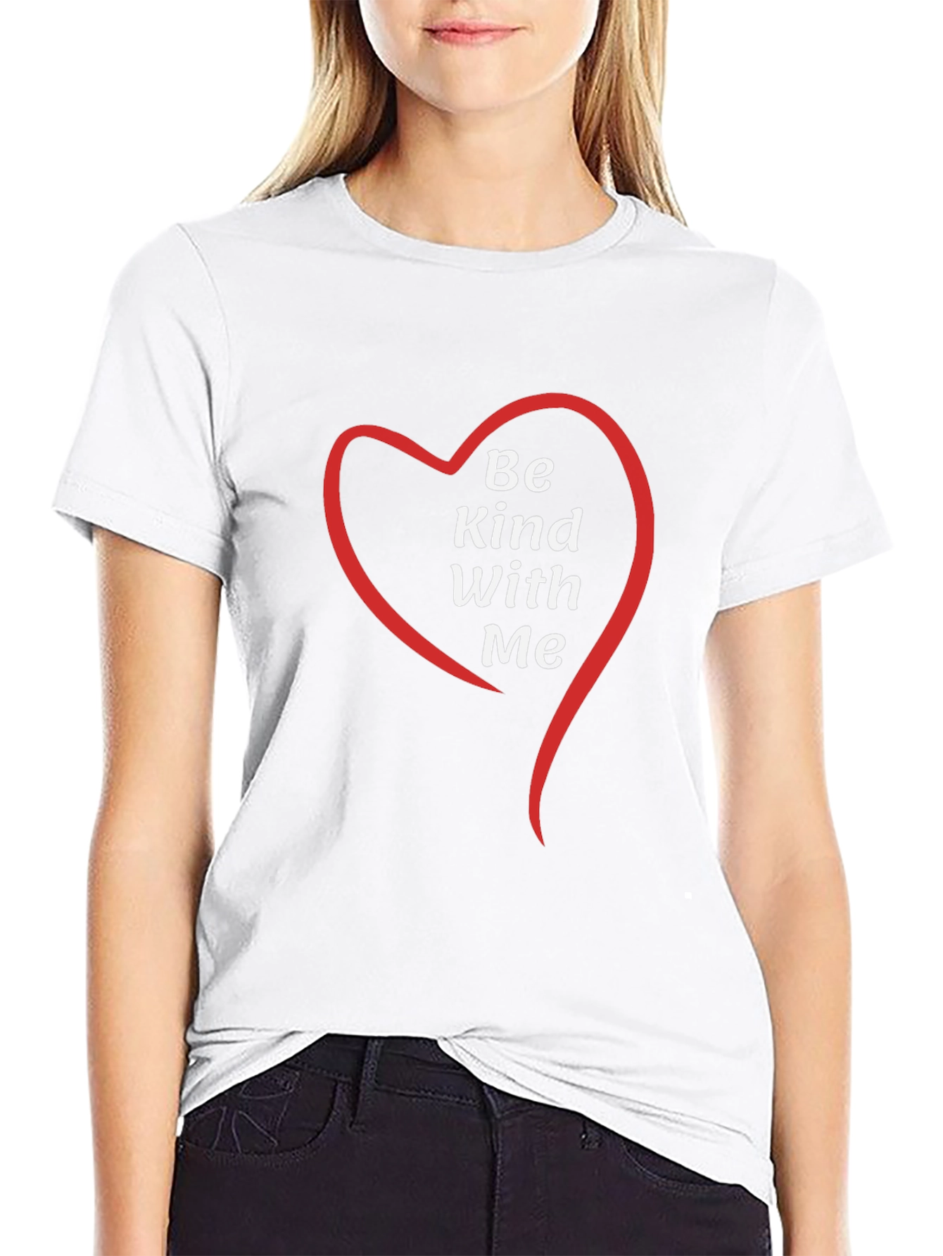 Black Be Kind With Me Heart Graphic Tee - Black view 9