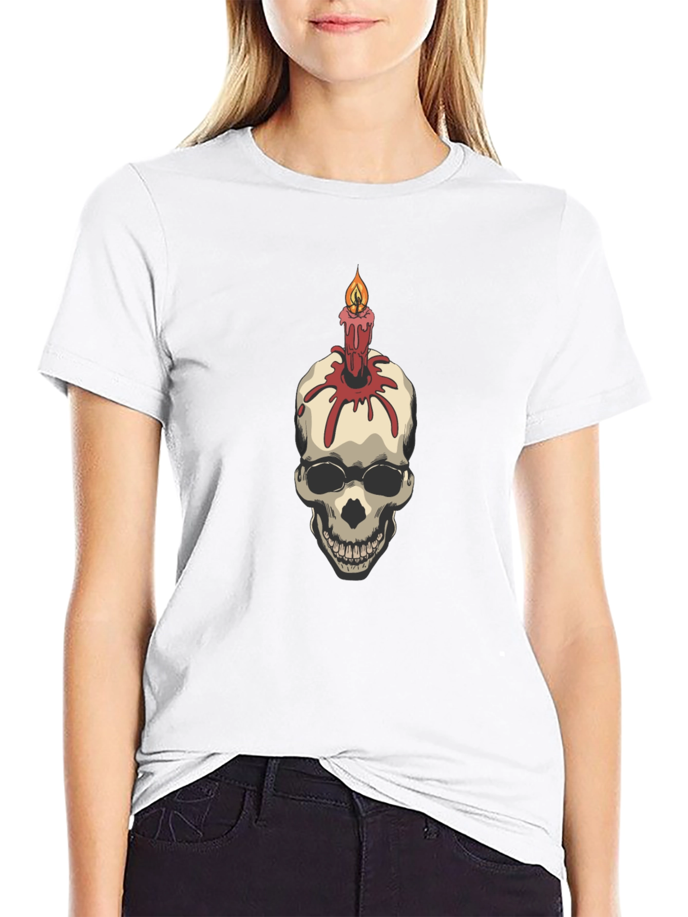 Black Skull Candle Graphic Tee view 9