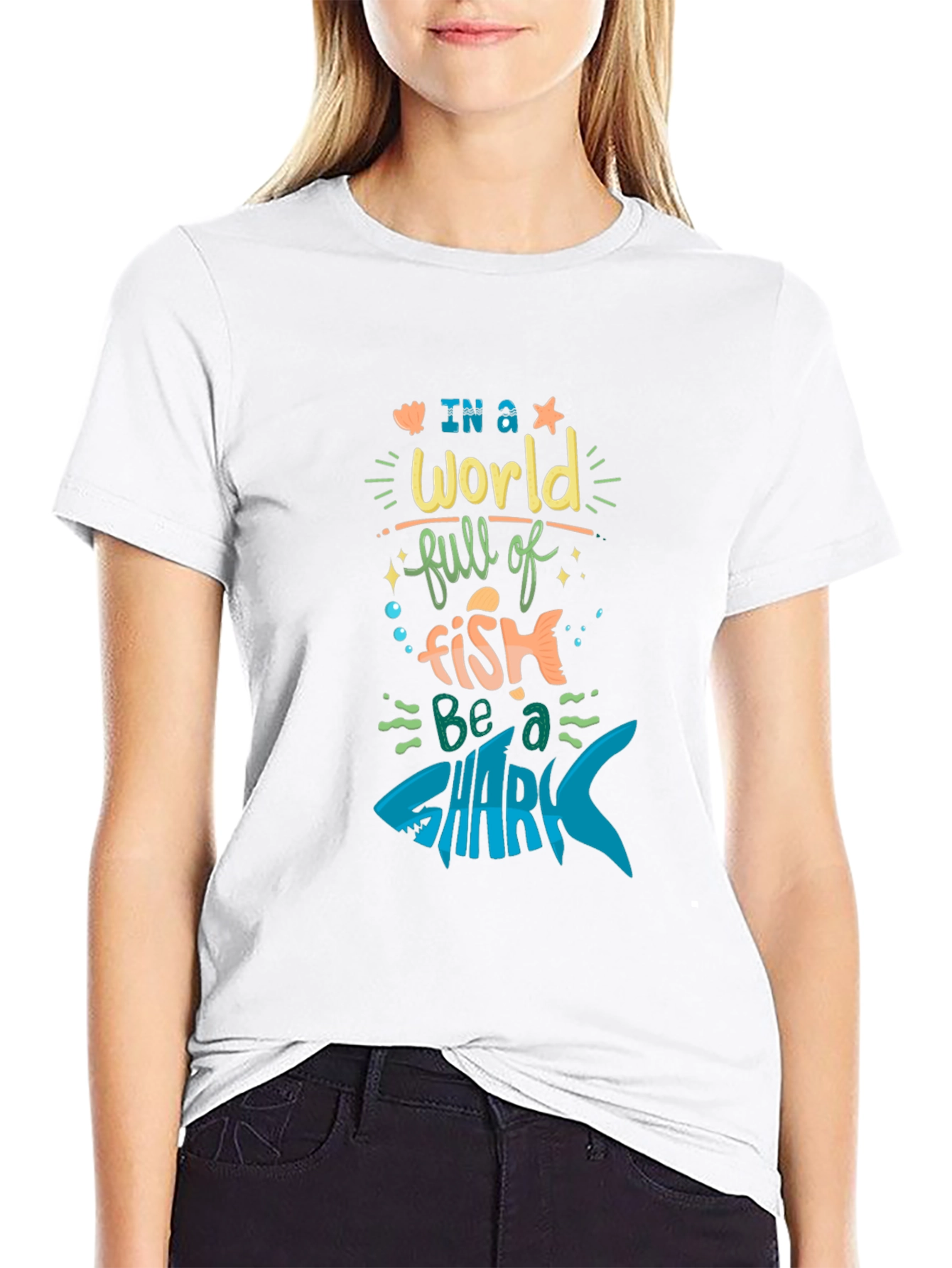 Black Be a Shark T-Shirt - Motivational Graphic Tee view 9