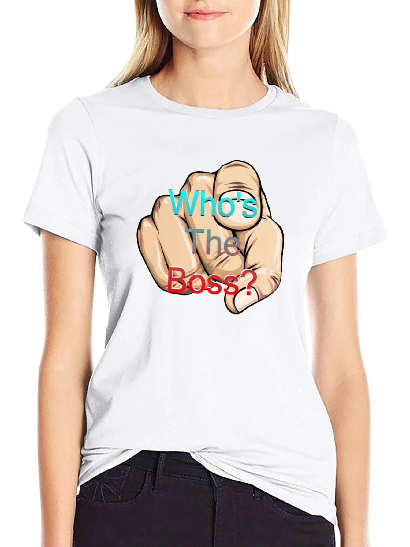 Black Who's The Boss? Graphic Print Black T-Shirt view 9