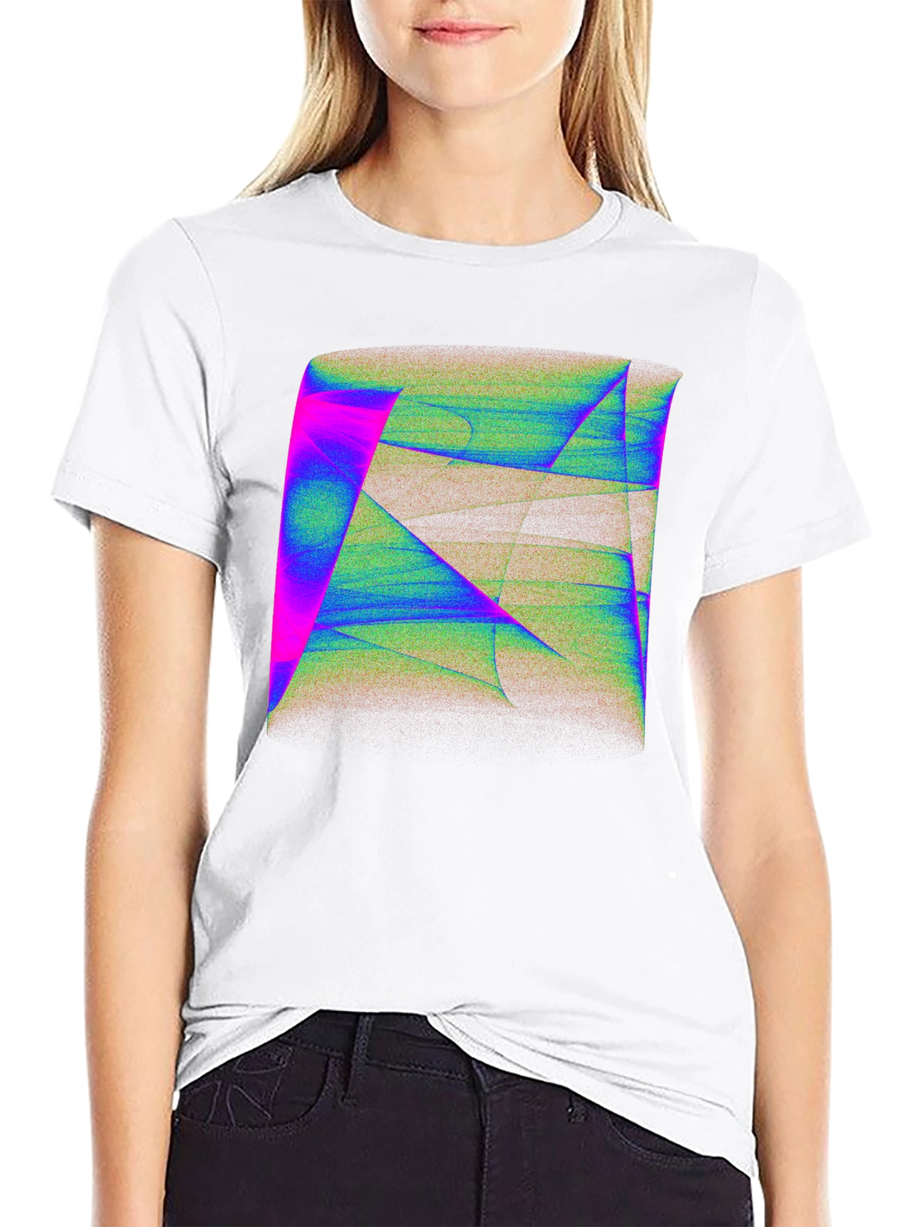 Black Abstract Geometric Art Men's Black T-Shirt view 9