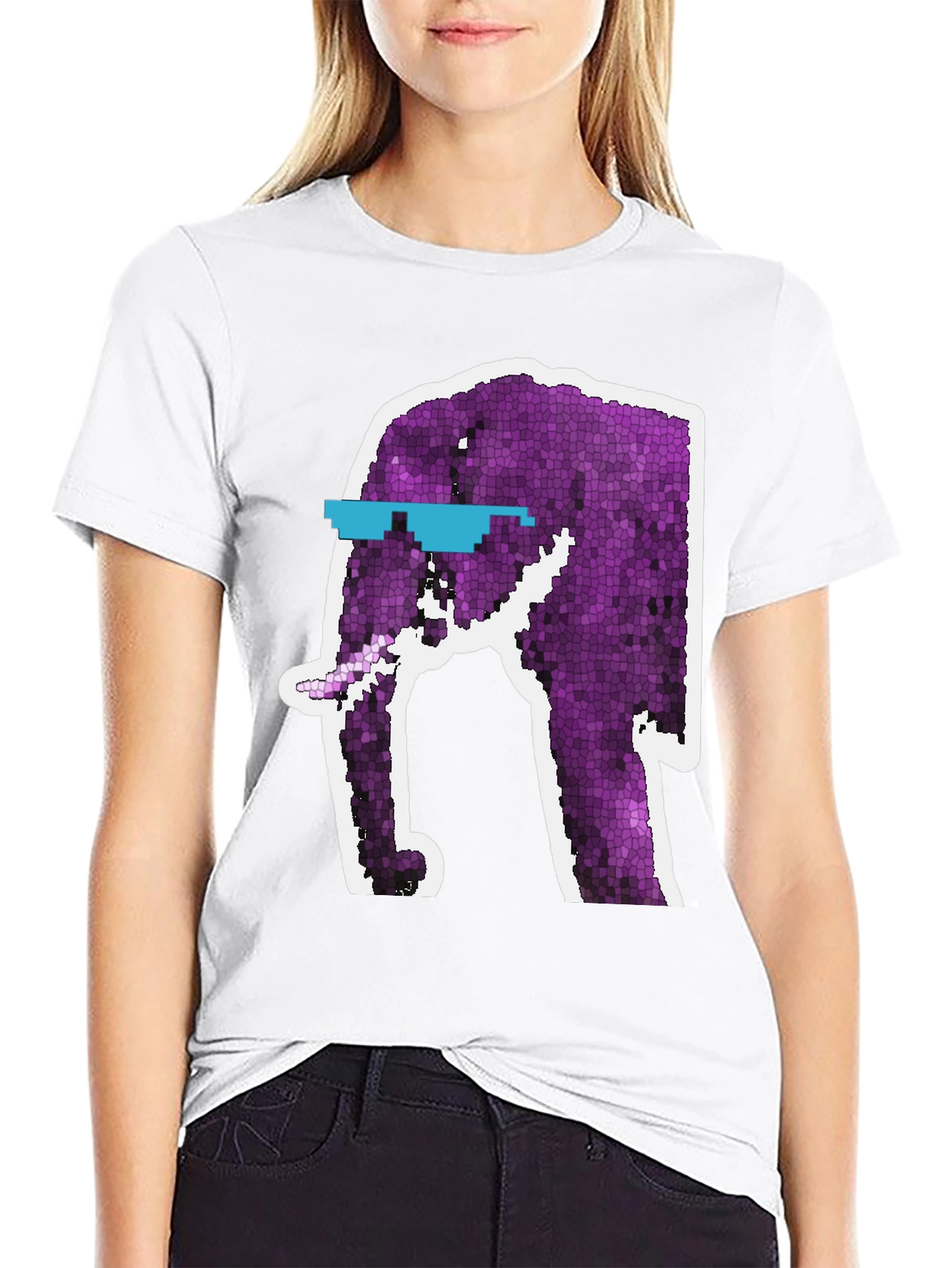Black Cool Elephant Graphic Tee - Black Cotton T-Shirt view 9
