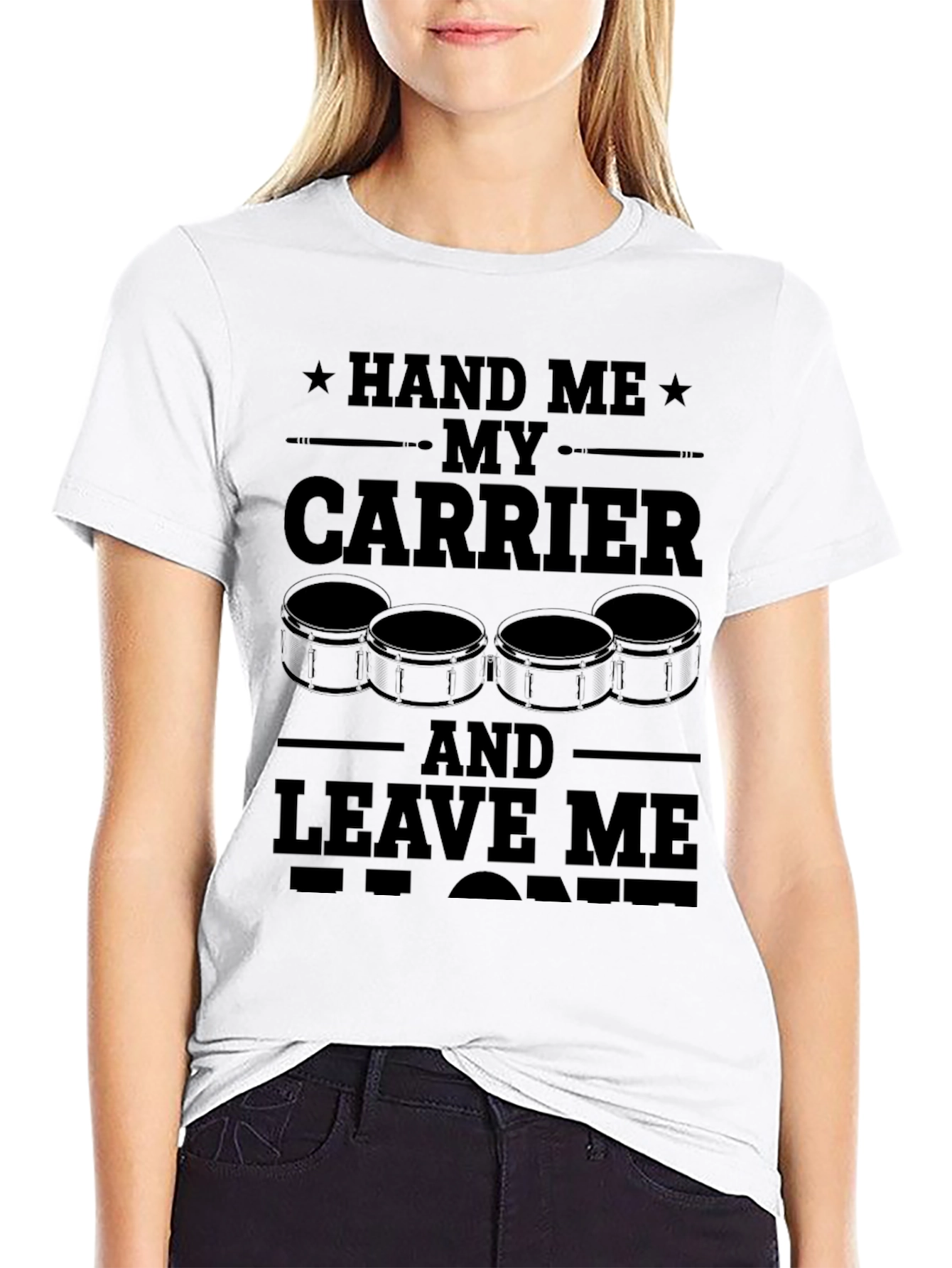 Black Hand Me My Carrier Drummer T-Shirt view 9