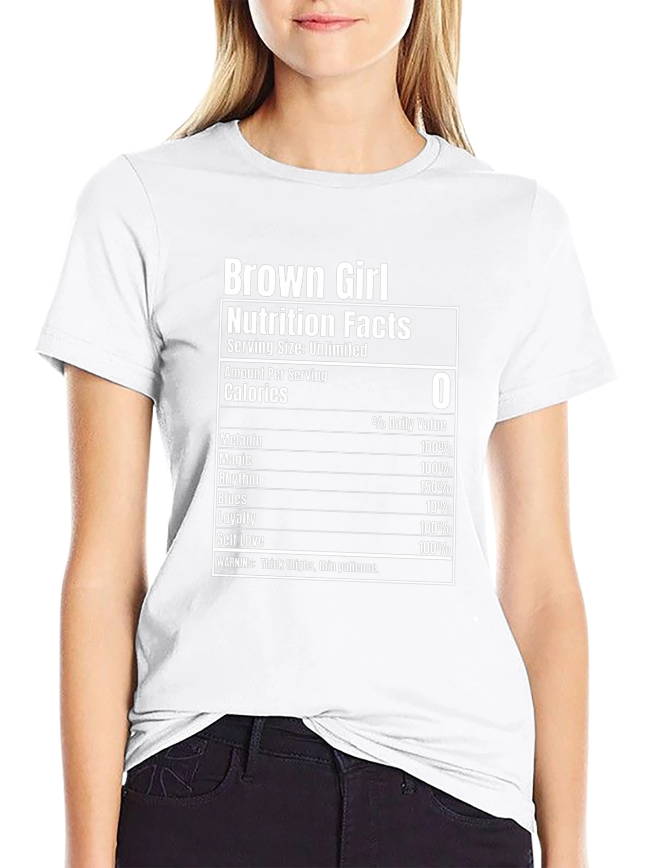 Black Brown Girl Nutrition Facts T-Shirt - Unlimited Serving view 9