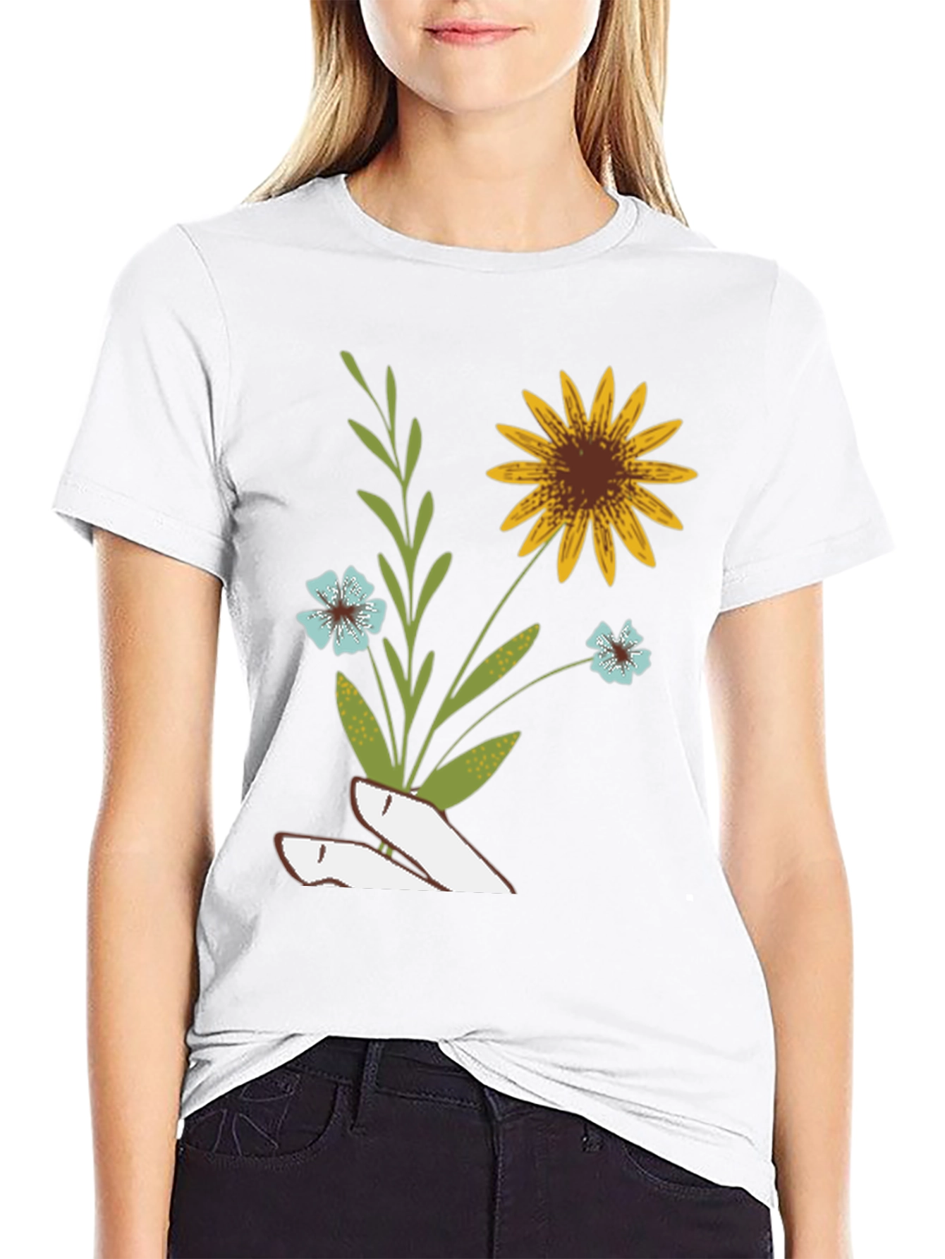 Black Floral Graphic Print T-Shirt - Black view 9