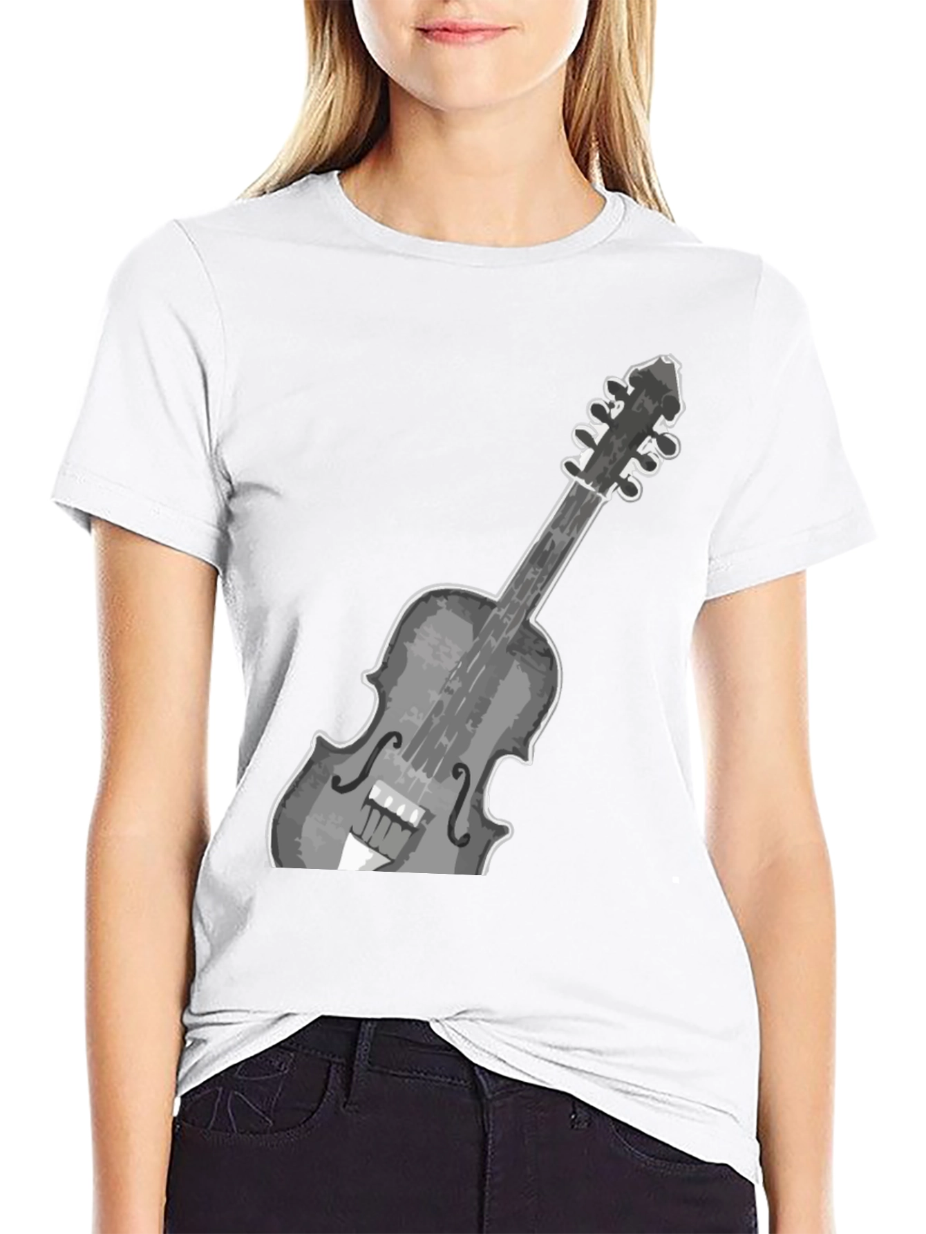 Black Violin Graphic Tee - Stylish Musical Instrument Design view 9