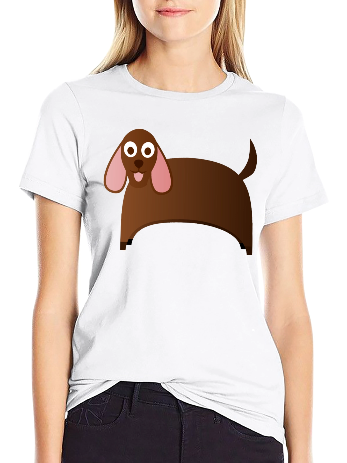 Black Cartoon Dog Graphic T-Shirt - Black Cotton Tee view 9