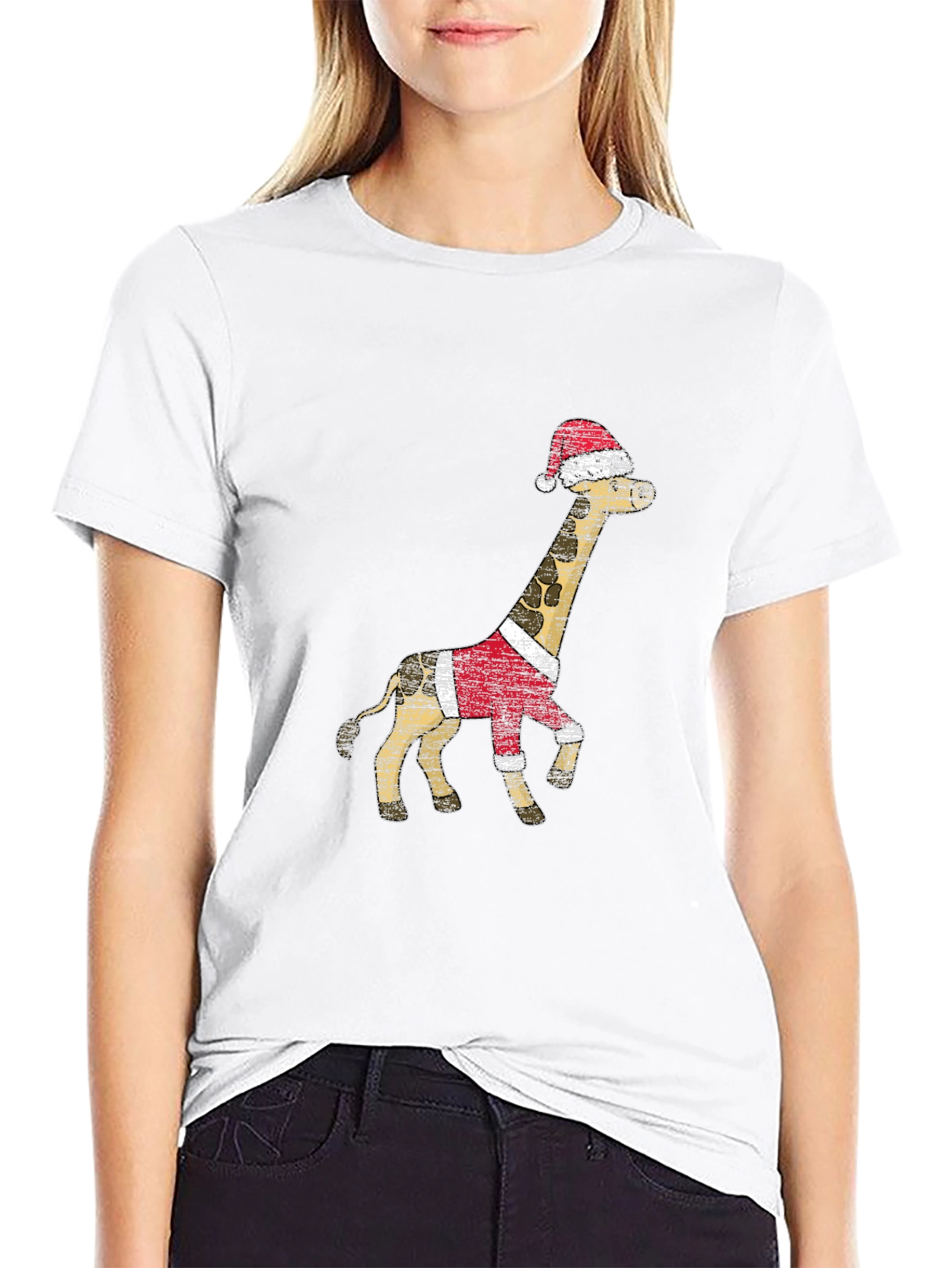 Black Festive Giraffe T-Shirt - Holiday Style view 9