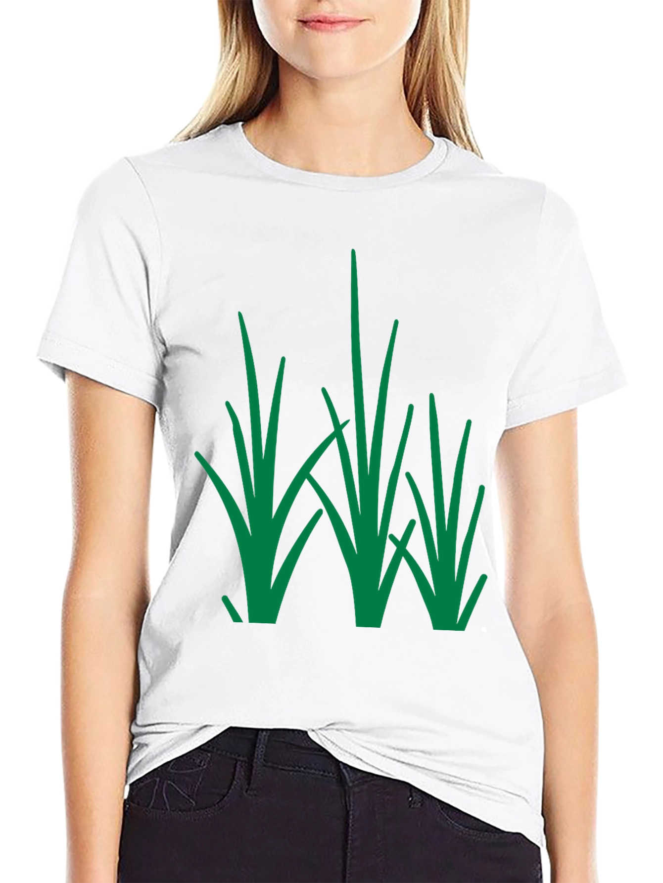 Black Green Grass Design Black T-Shirt view 9