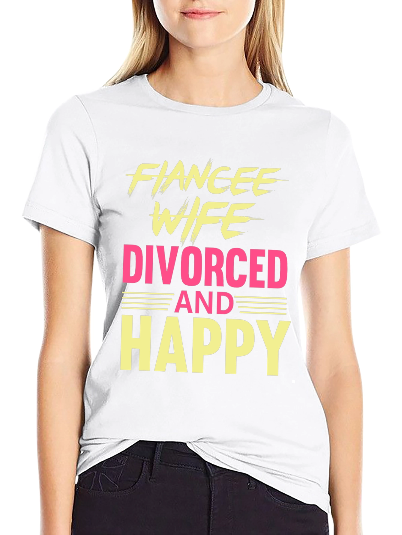 Black Funny Divorced & Happy Graphic T-Shirt view 9