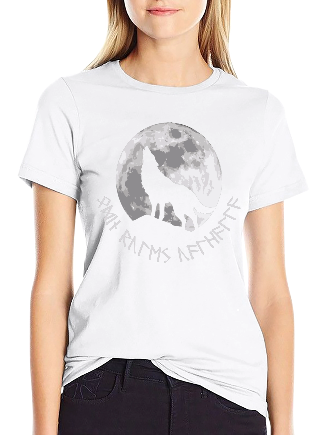 Black Wolf Howling at Moon Graphic Tee view 9