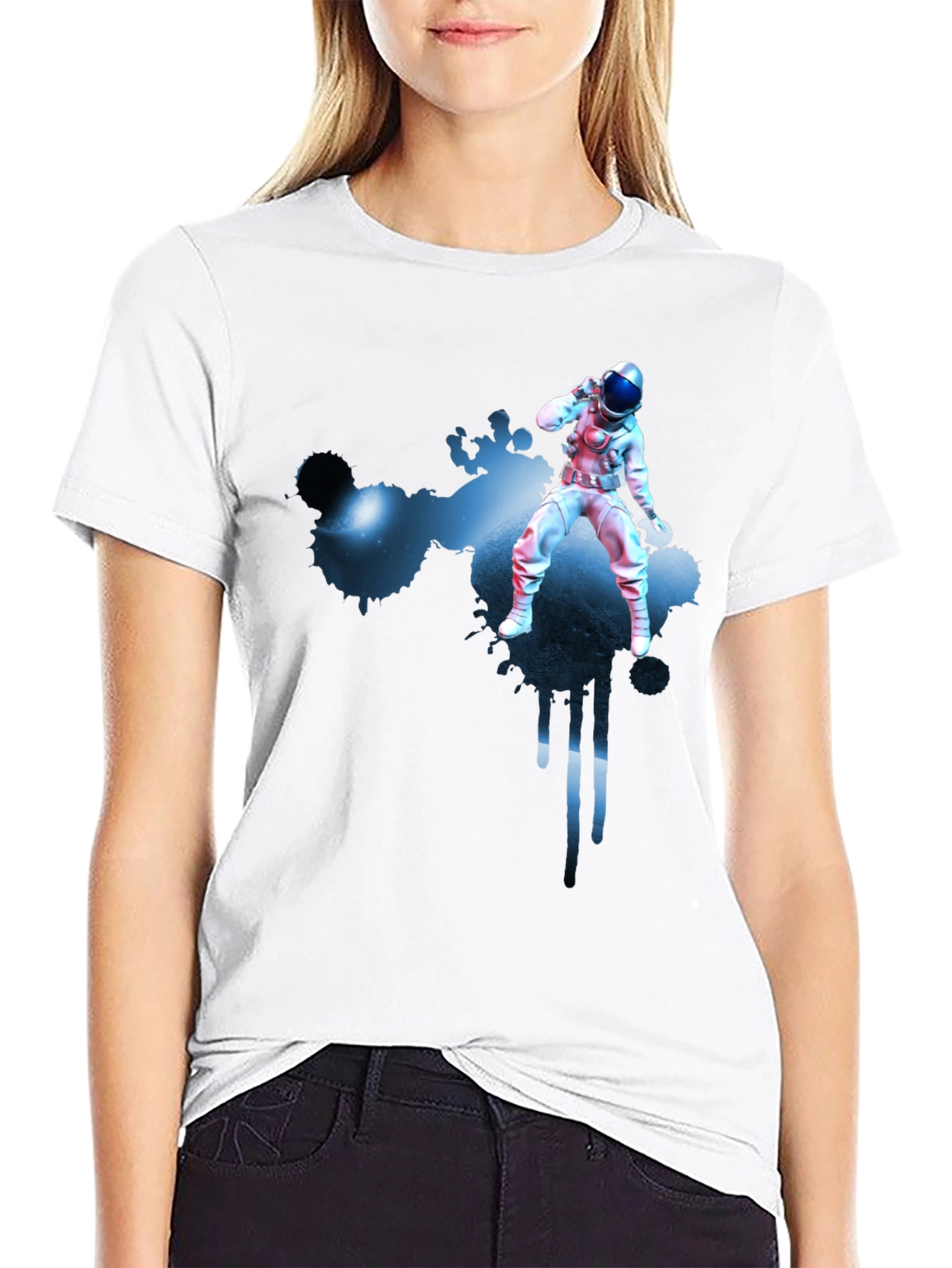 Black Astronaut Galaxy T-Shirt - Black Graphic Tee view 9