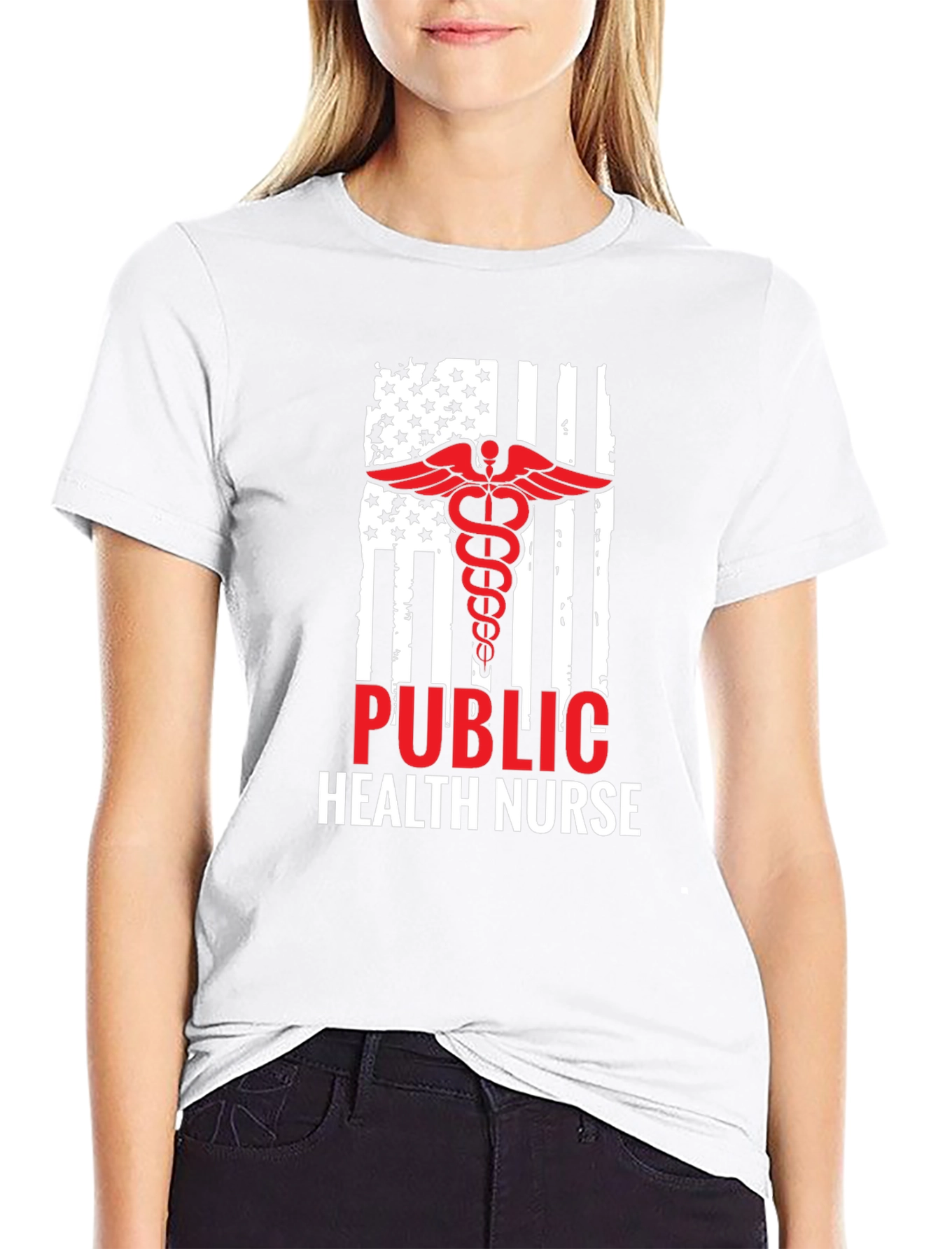Black Public Health Nurse American Flag T-Shirt view 9