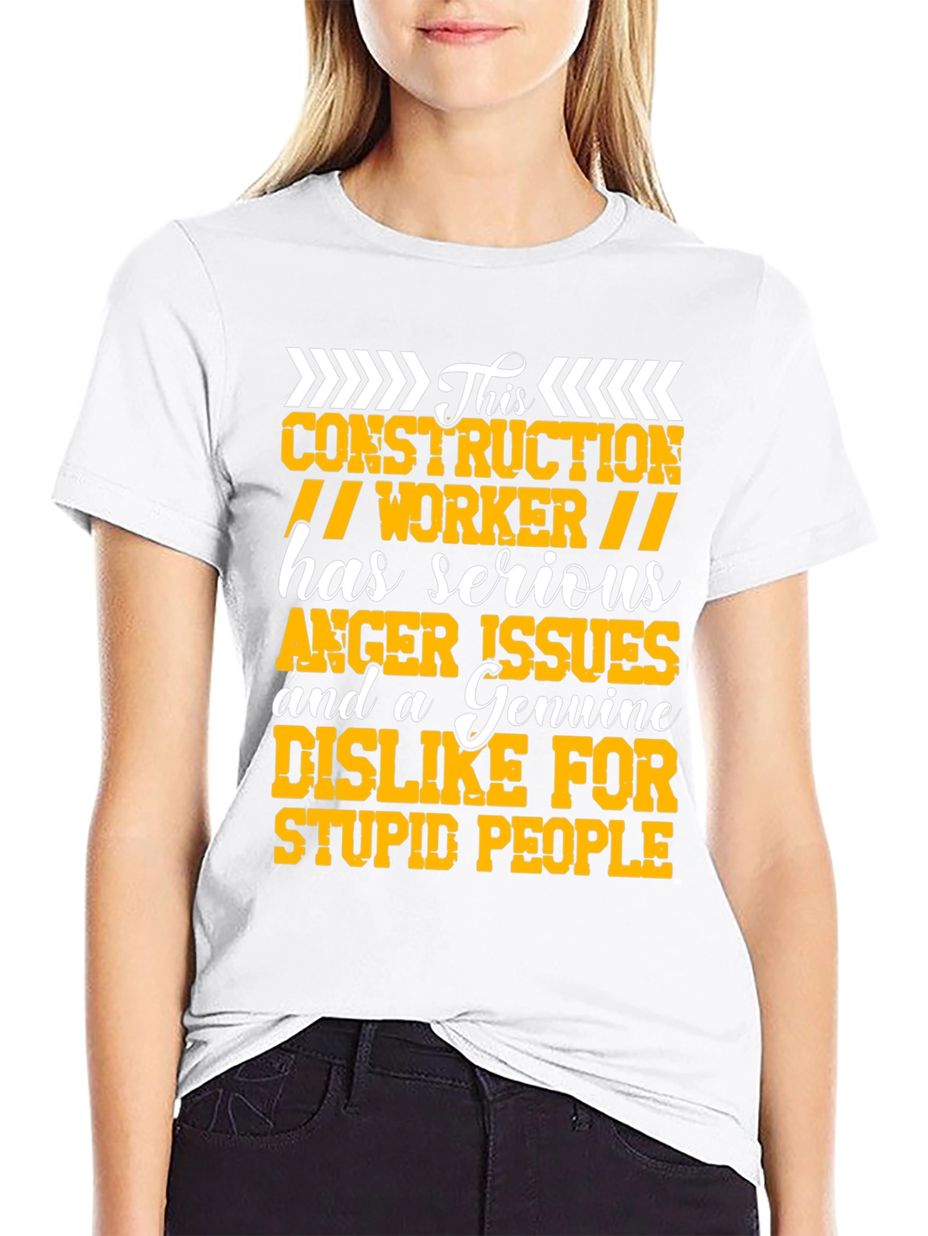 Black Construction Worker Serious Anger Issues Graphic Tee view 9