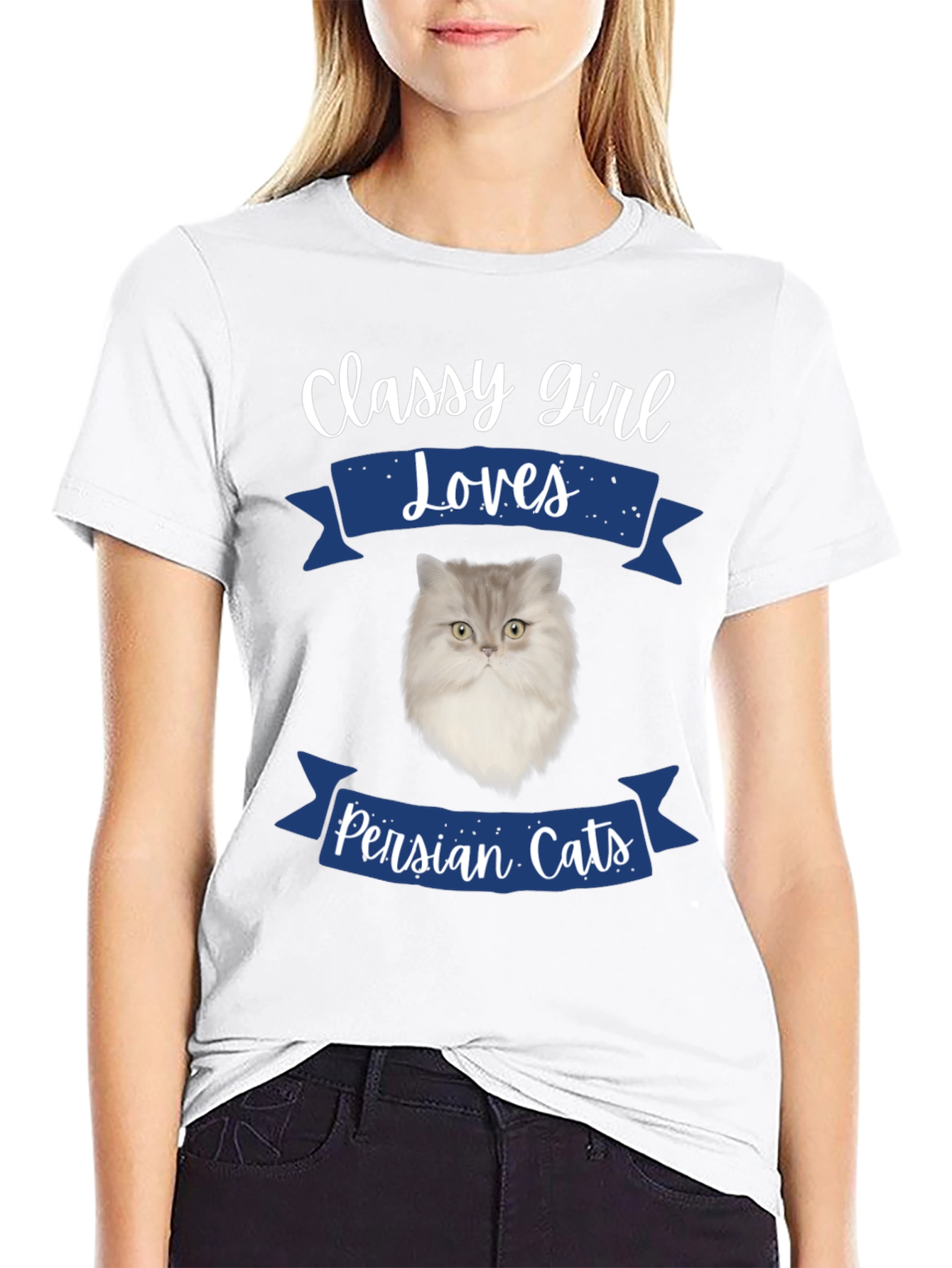 Black Classy Girl Loves Persian Cats T-Shirt view 9