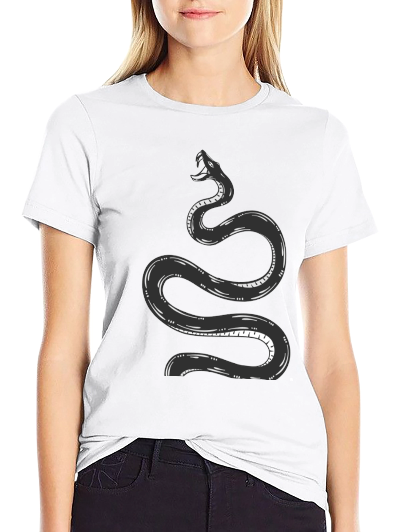 Black Snake Graphic Tee - Black Cotton T-Shirt view 9