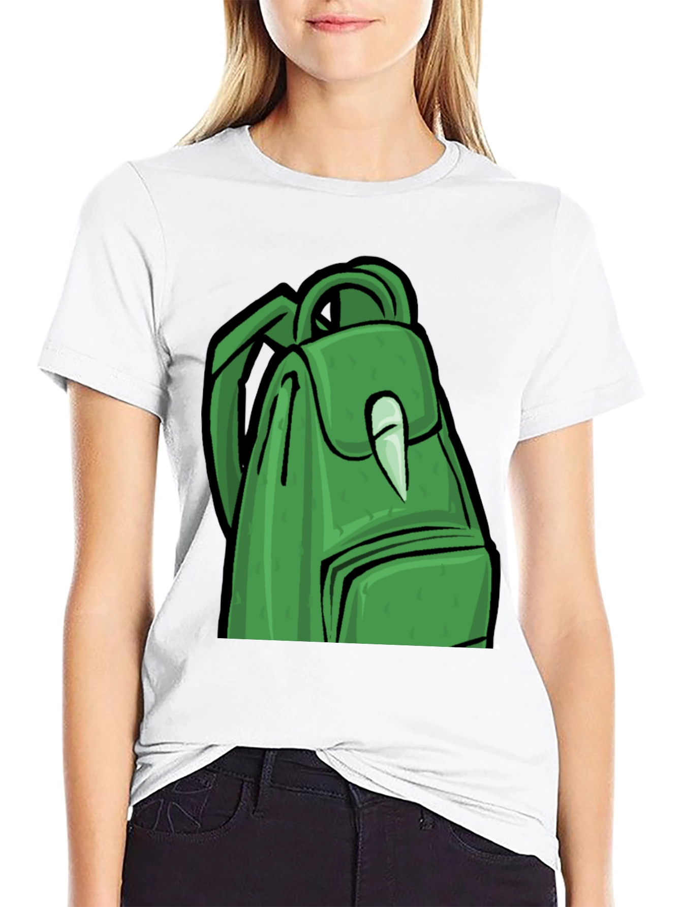 Black Green Backpack Graphic T-Shirt - Trendy Style view 9