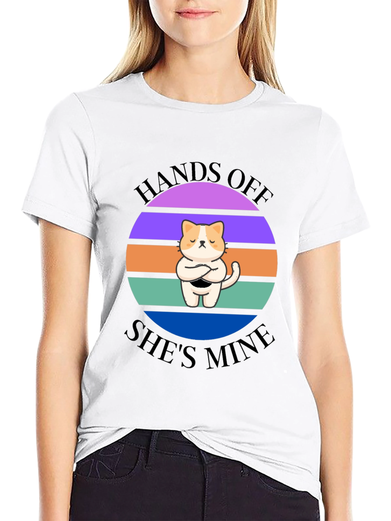 Black Hands Off She's Mine T-Shirt view 9