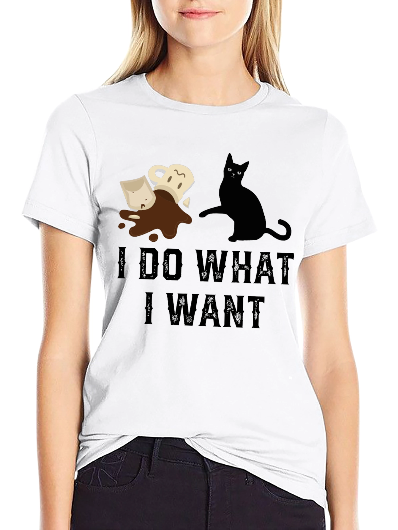 Black I Do What I Want Cat Coffee T-Shirt view 9