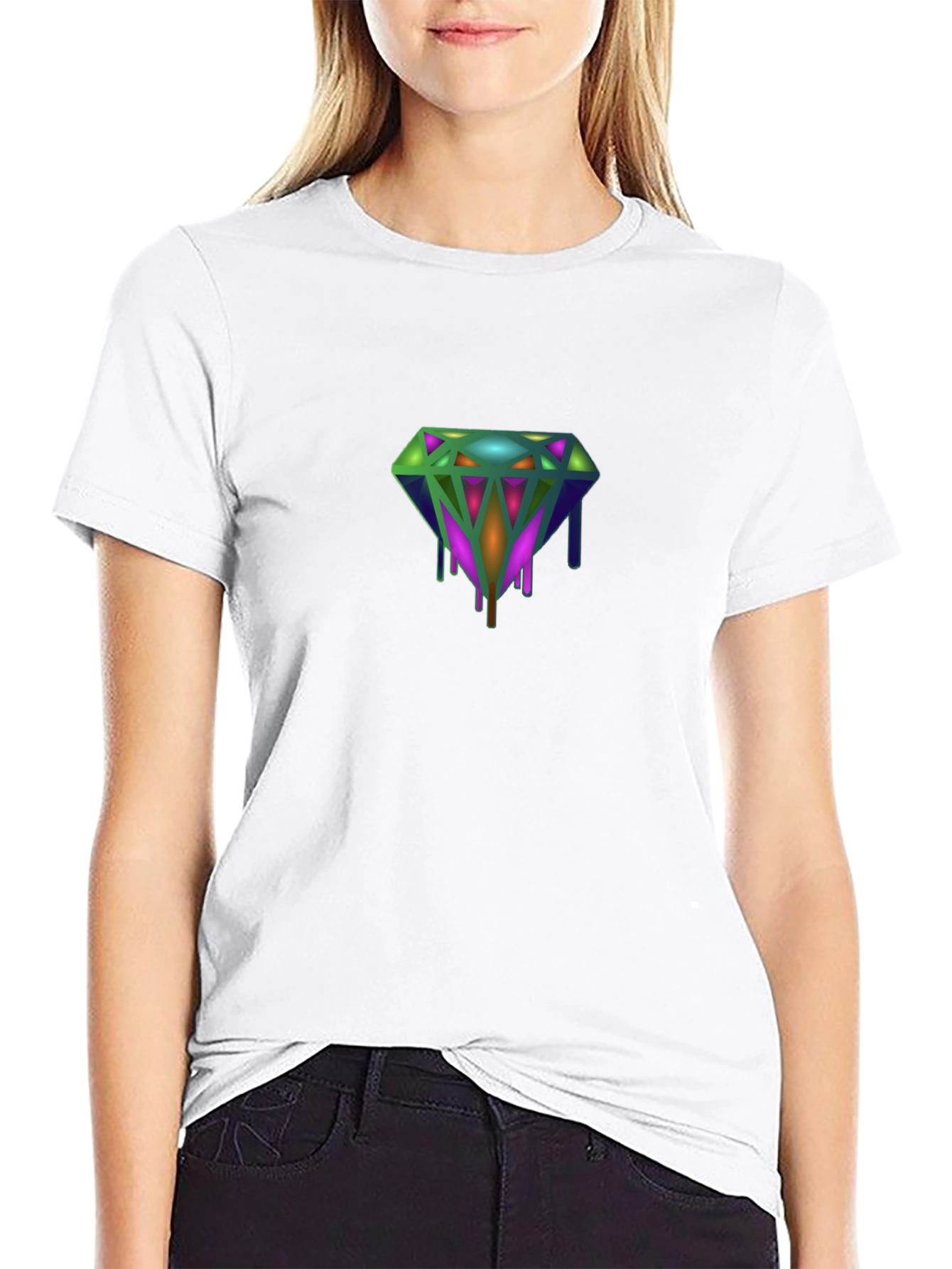 Black Dripping Diamond Graphic Tee - Modern Style view 9