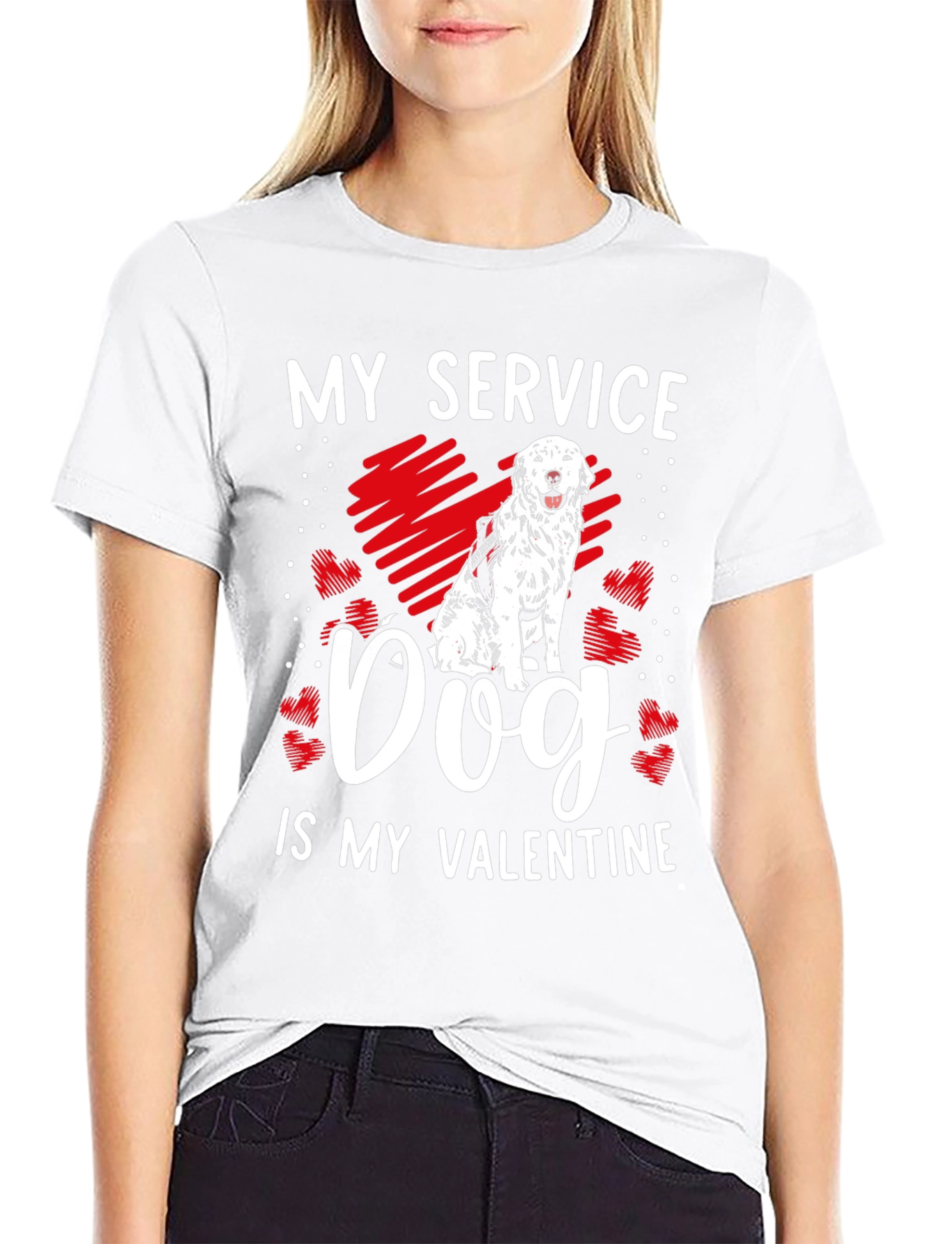 Black My Service Dog is My Valentine Graphic Tee view 9