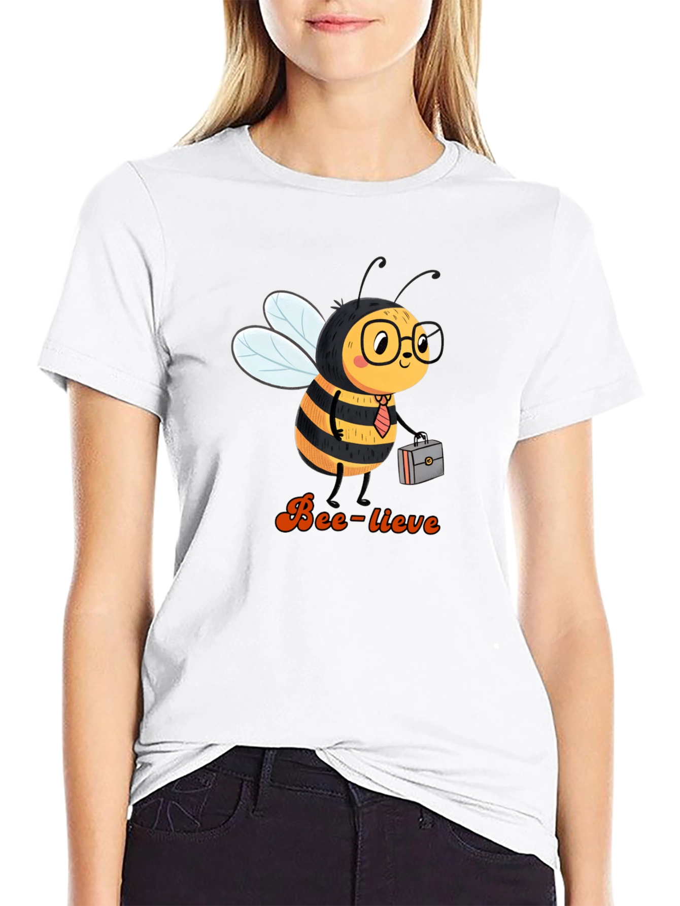 Black Bee-lieve Graphic Tee - Black Cotton T-Shirt view 9