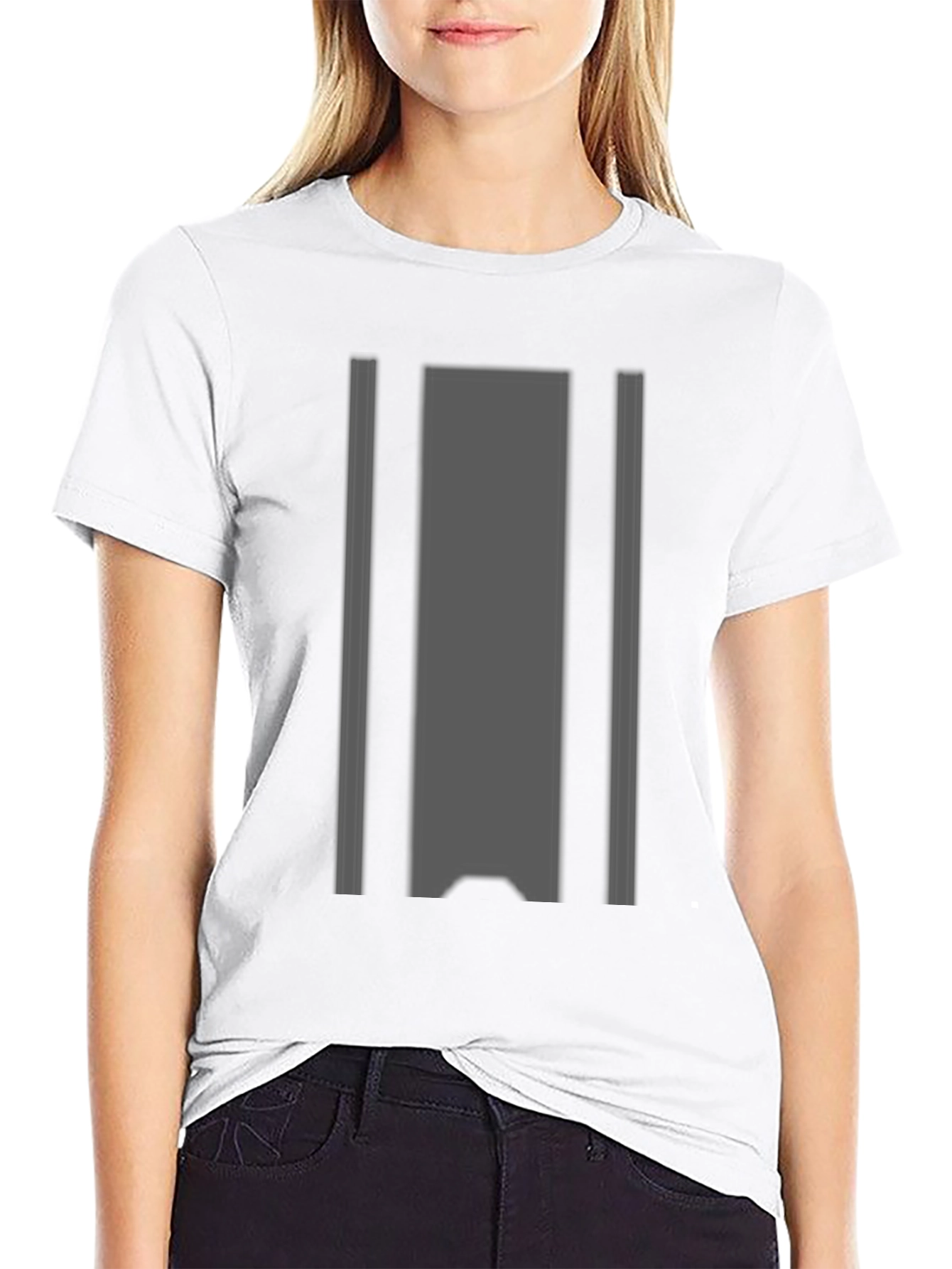 Black Gray Striped Graphic Tee - Modern Casual Style view 9