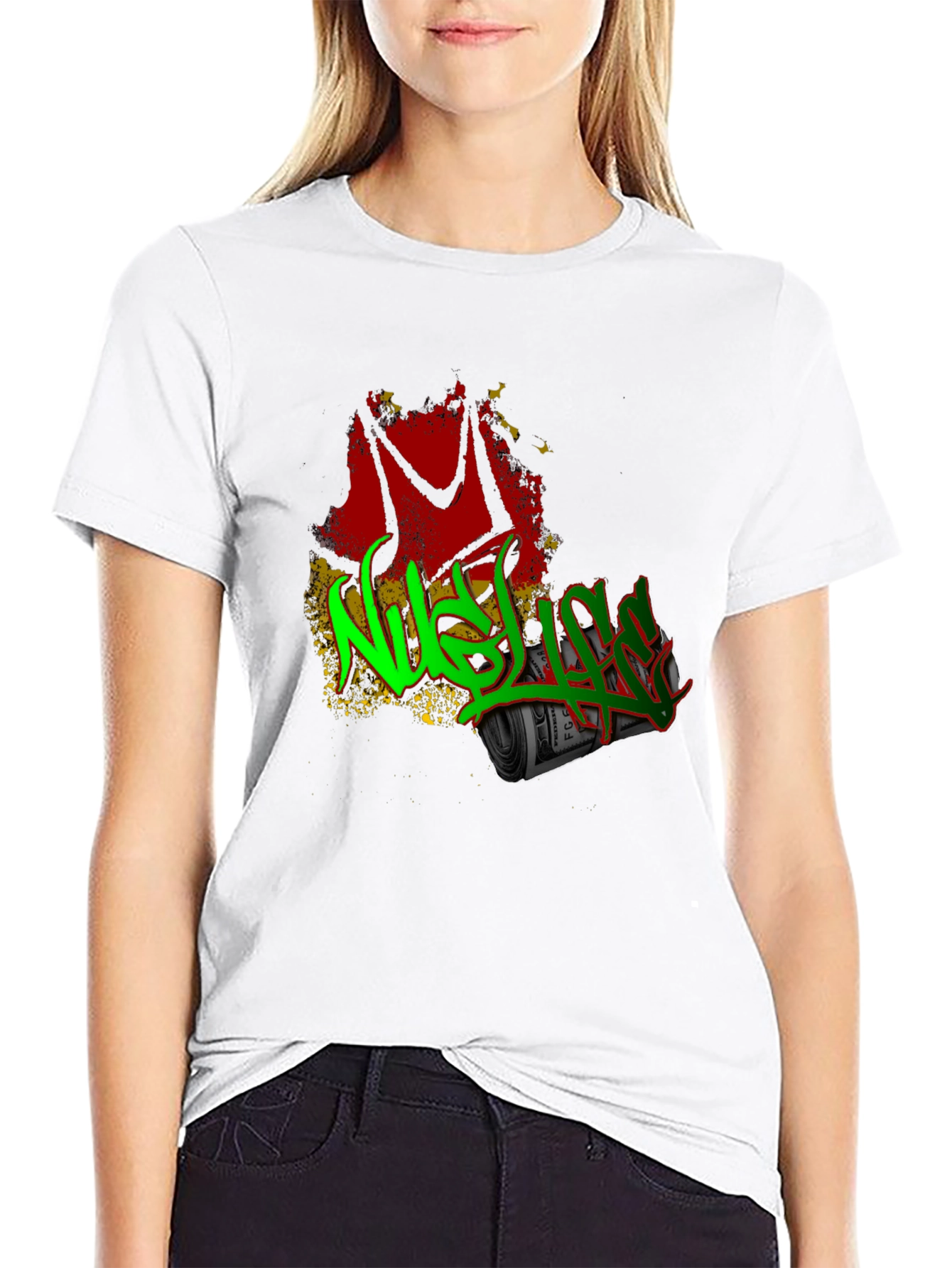 Black Graffiti Graphic Black T-Shirt view 9