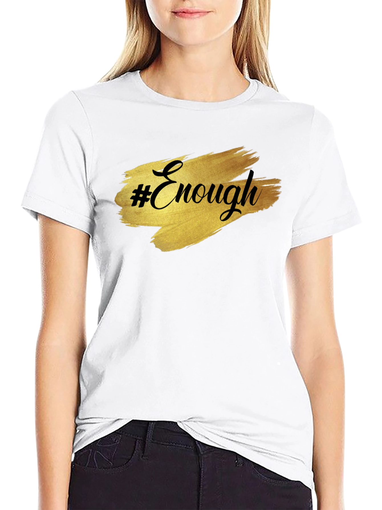 Black "Enough" Graphic Tee - Black Unisex Short Sleeve T-Shirt view 9