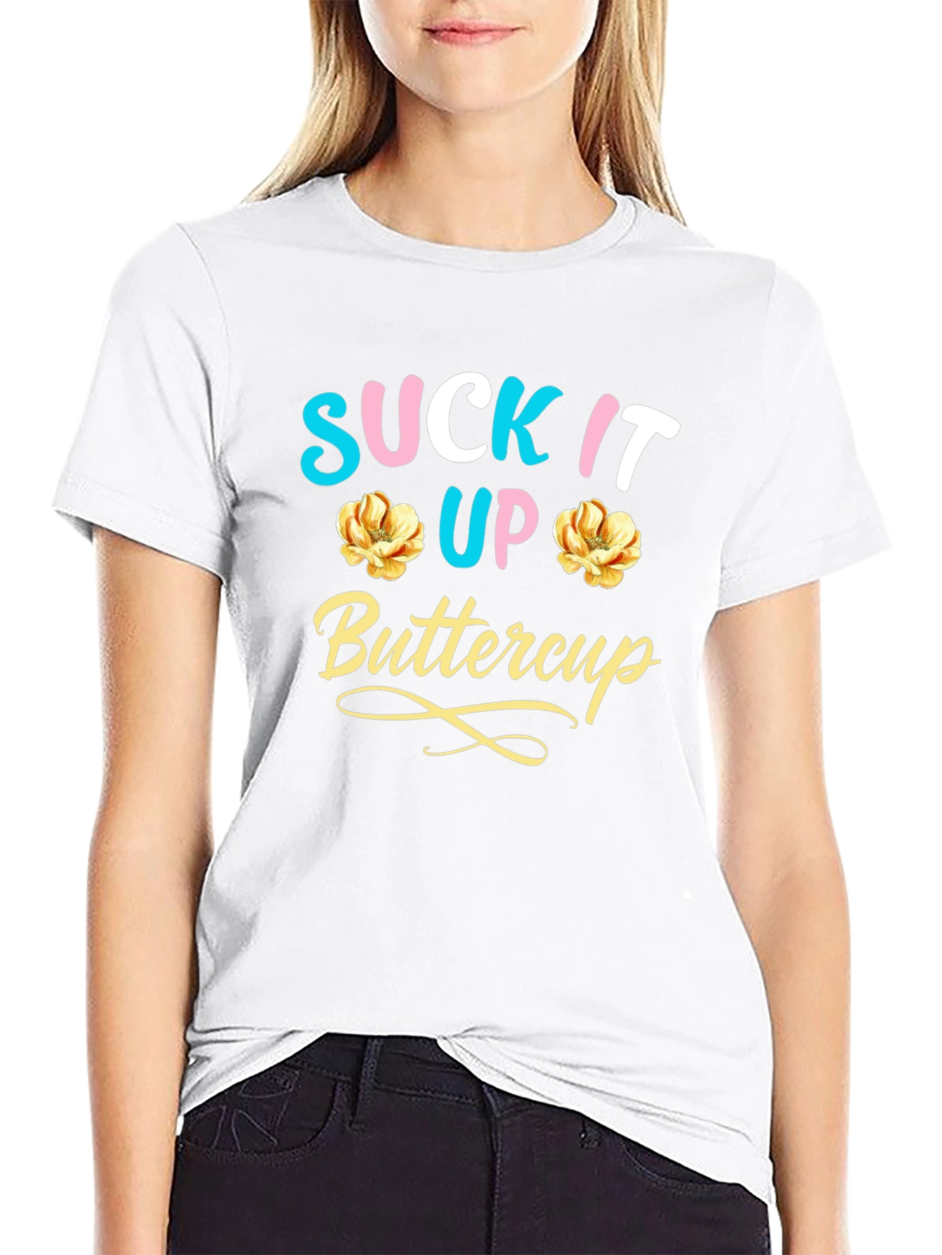 Suck It Up Buttercup Graphic Tee - Black Cotton - 9