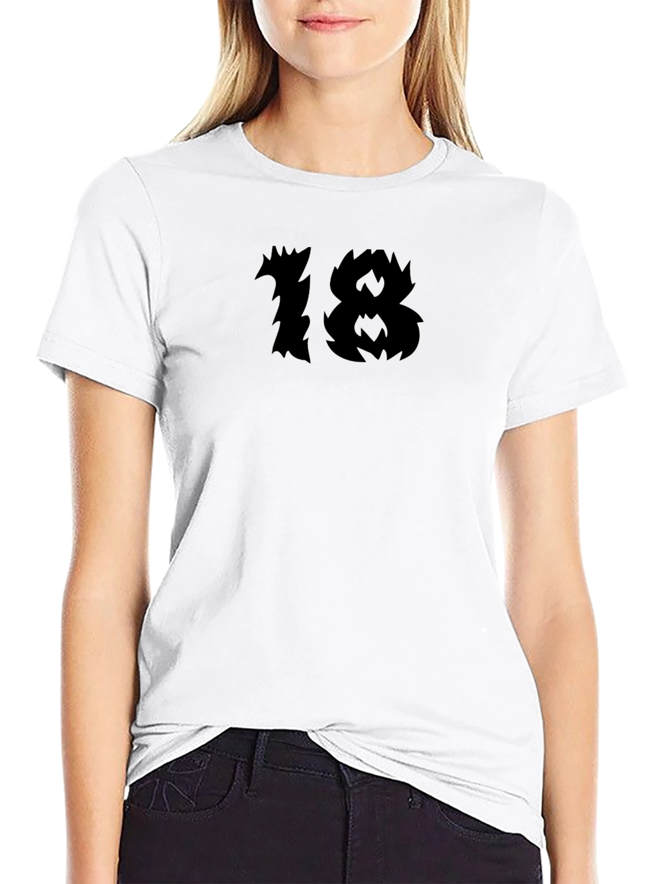 Black Men's Black Graphic Tee - Edgy "18" Design view 9