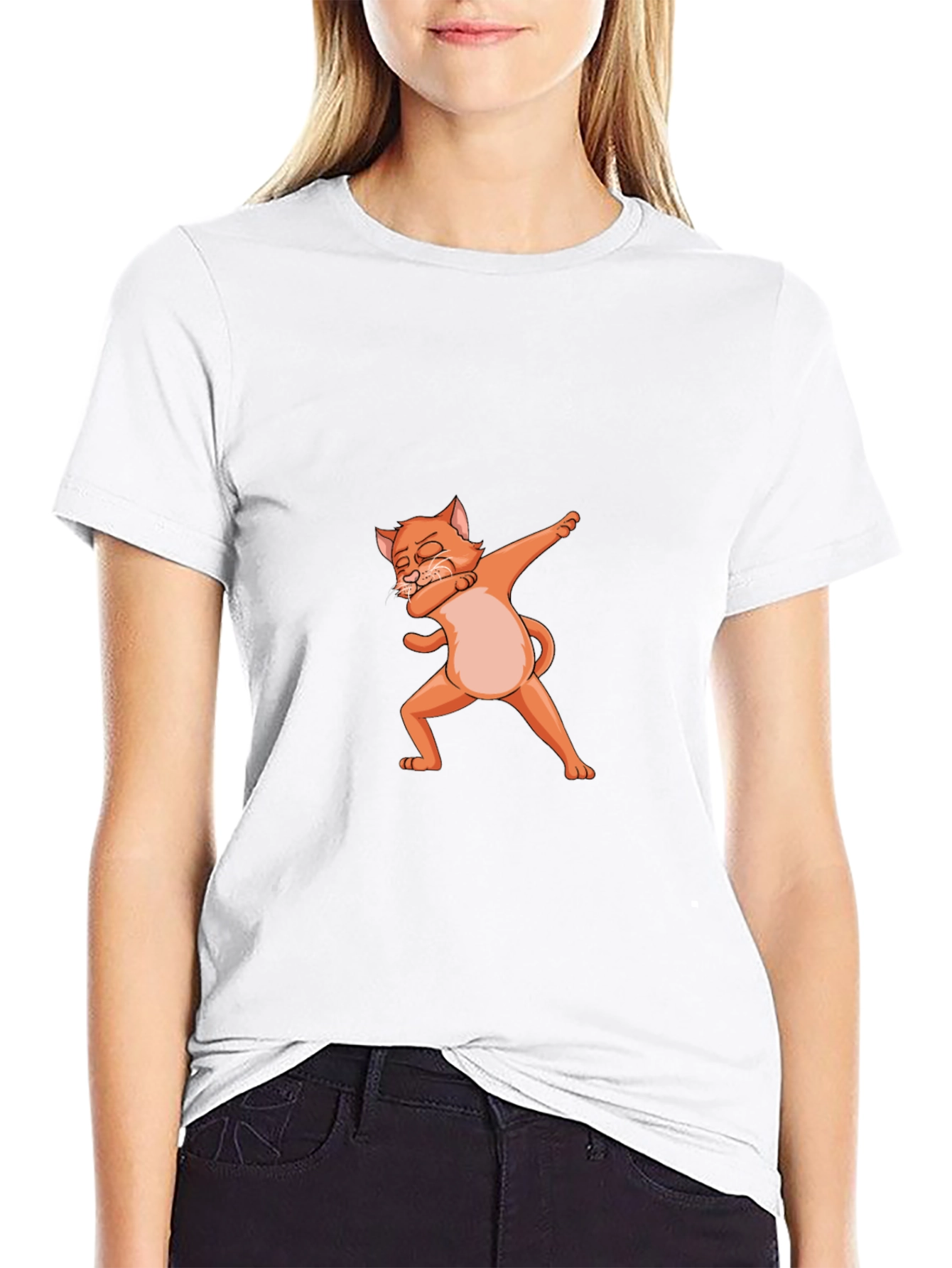 Black Dabbing Cat Graphic Tee - Fun & Stylish! view 9