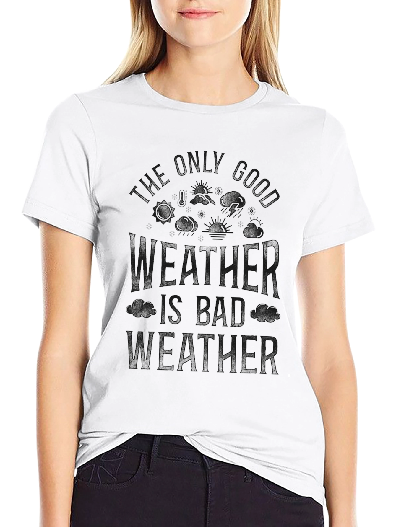 Black Funny Bad Weather T-Shirt for Men view 9