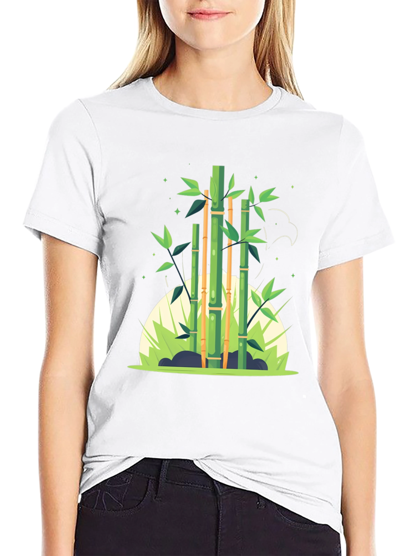 Black Bamboo Graphic Black Tee - Nature Inspired Design view 9