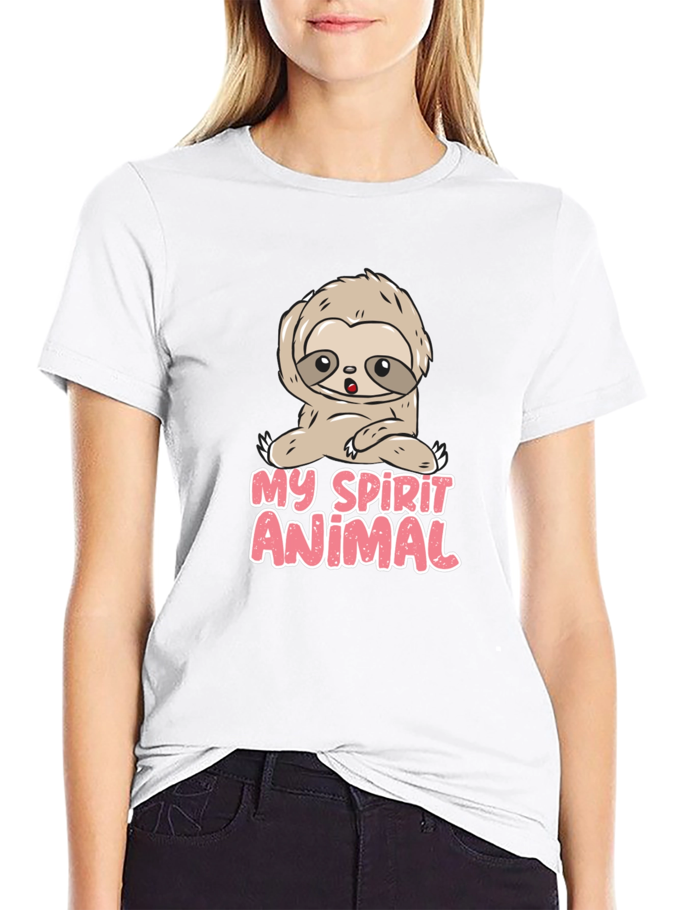 Black My Spirit Animal Sloth Graphic T-Shirt view 9