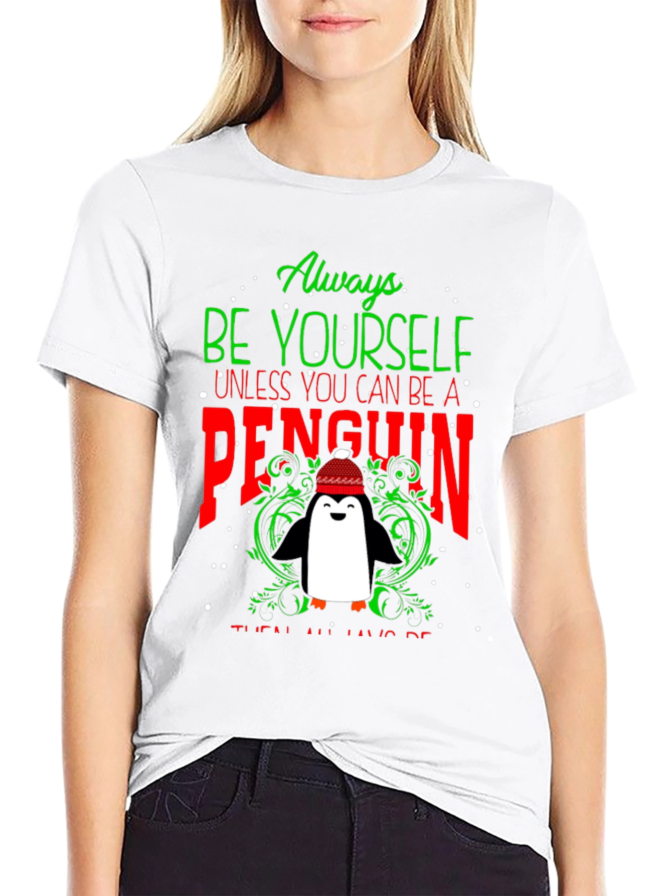 Black Always Be Yourself Unless Penguin T-Shirt view 9