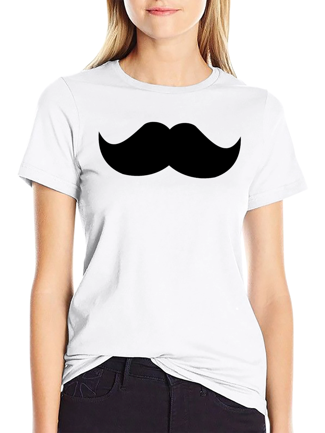 Black Mustache Graphic Tee - Black Crew Neck T-Shirt view 9