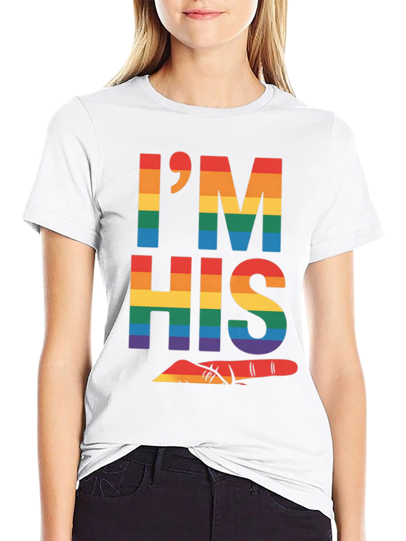 Black Pride 'I'm His' Rainbow Graphic Tee view 9