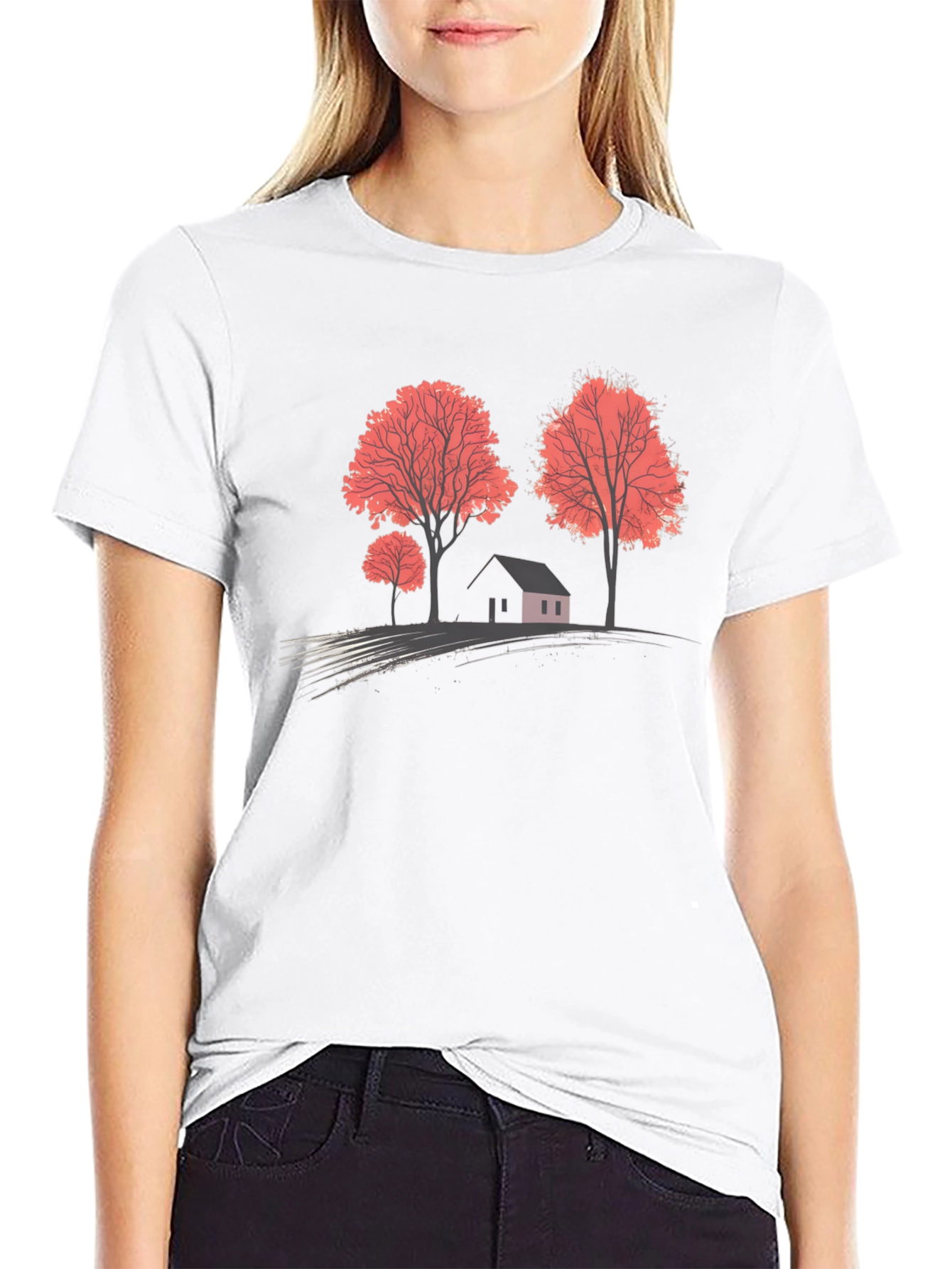 Black Nature Scene Graphic T-Shirt - Black view 9