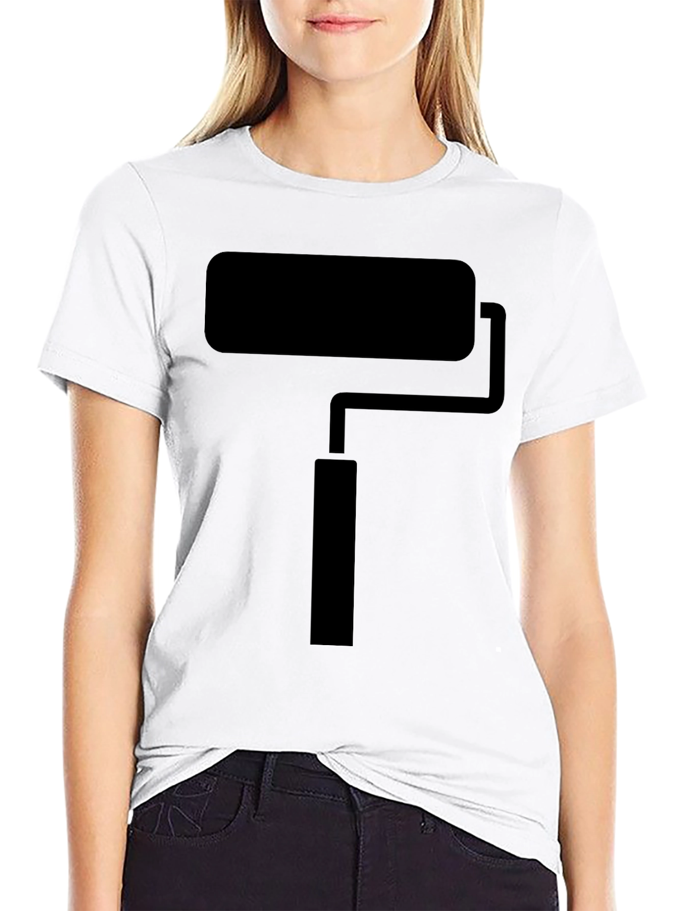 Black Paint Roller Graphic Tee - Black Crew Neck T-Shirt view 9