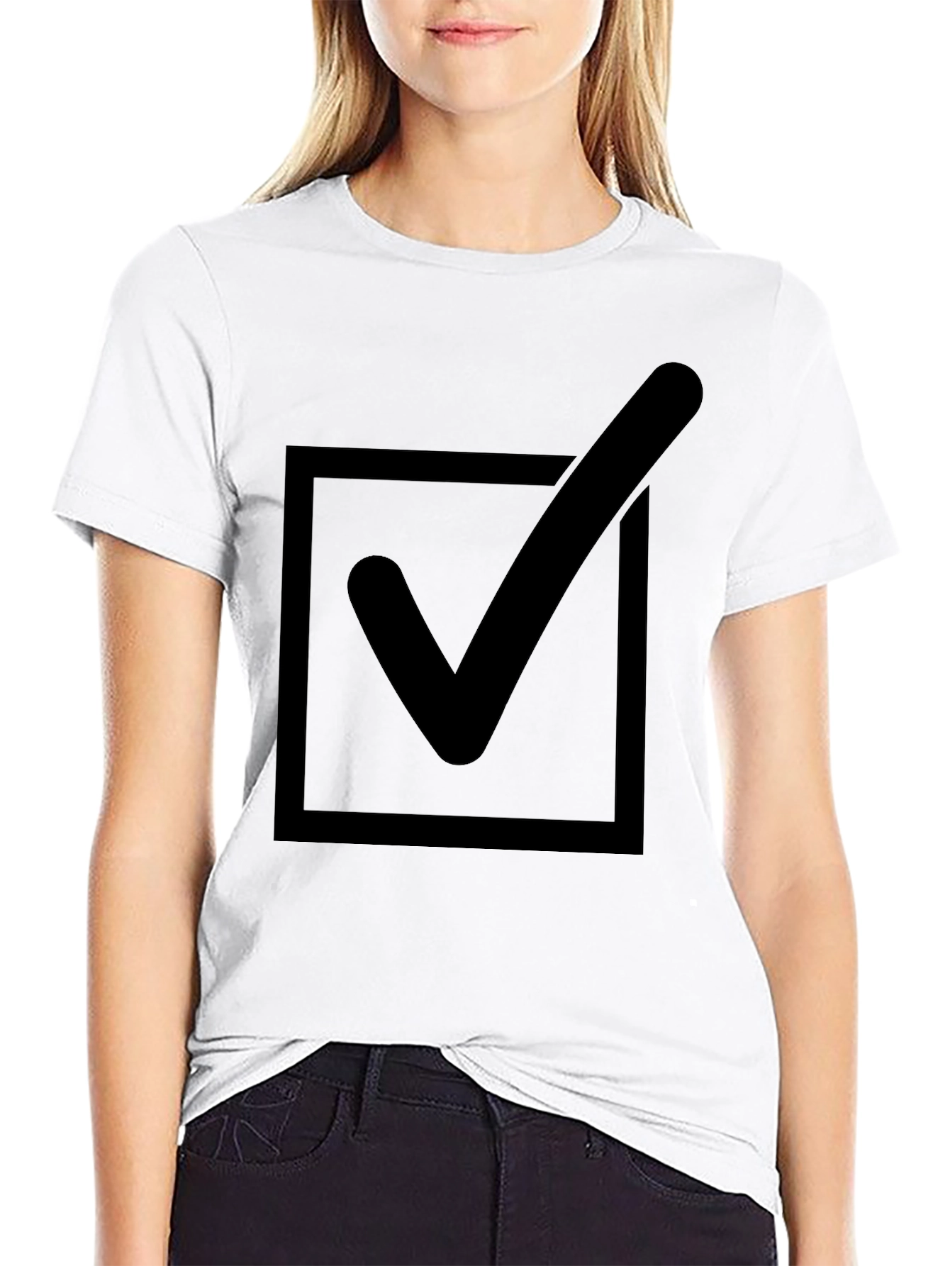 Black Check Box T-Shirt - Black Cotton Blend Tee view 9